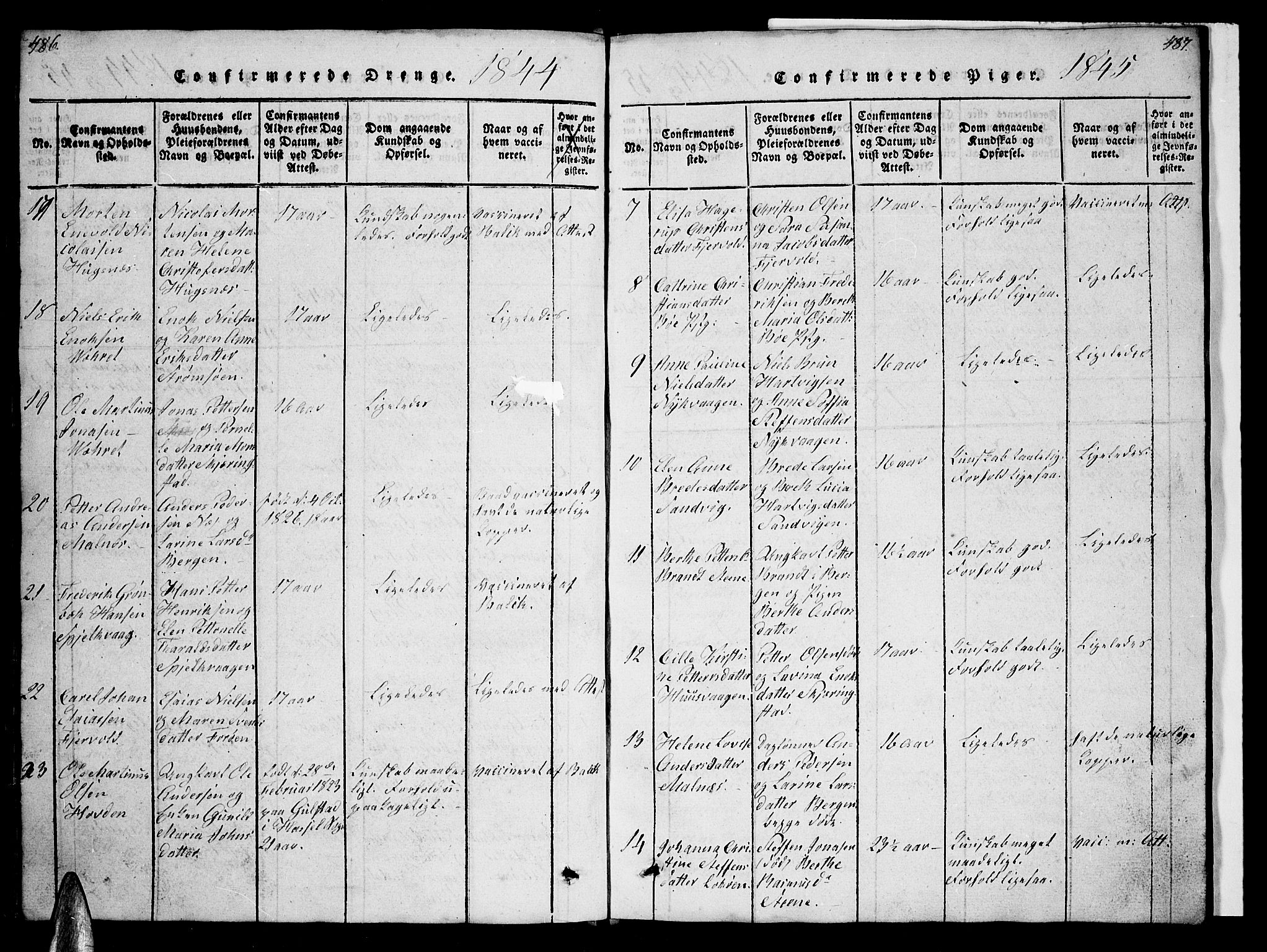 Ministerialprotokoller, klokkerbøker og fødselsregistre - Nordland, AV/SAT-A-1459/891/L1312: Parish register (copy) no. 891C01, 1820-1856, p. 486-487