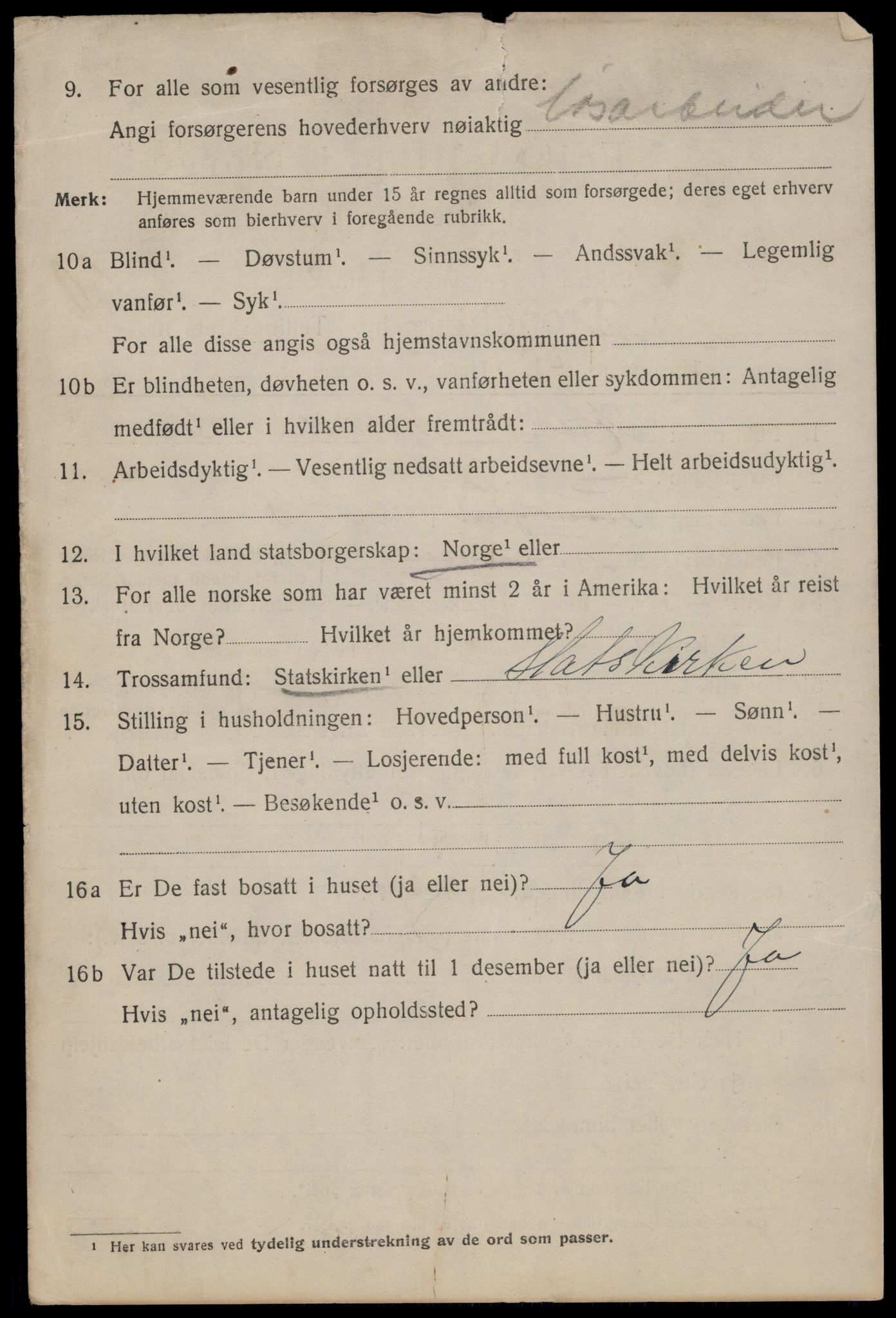 SAT, 1920 census for Trondheim, 1920, p. 105079