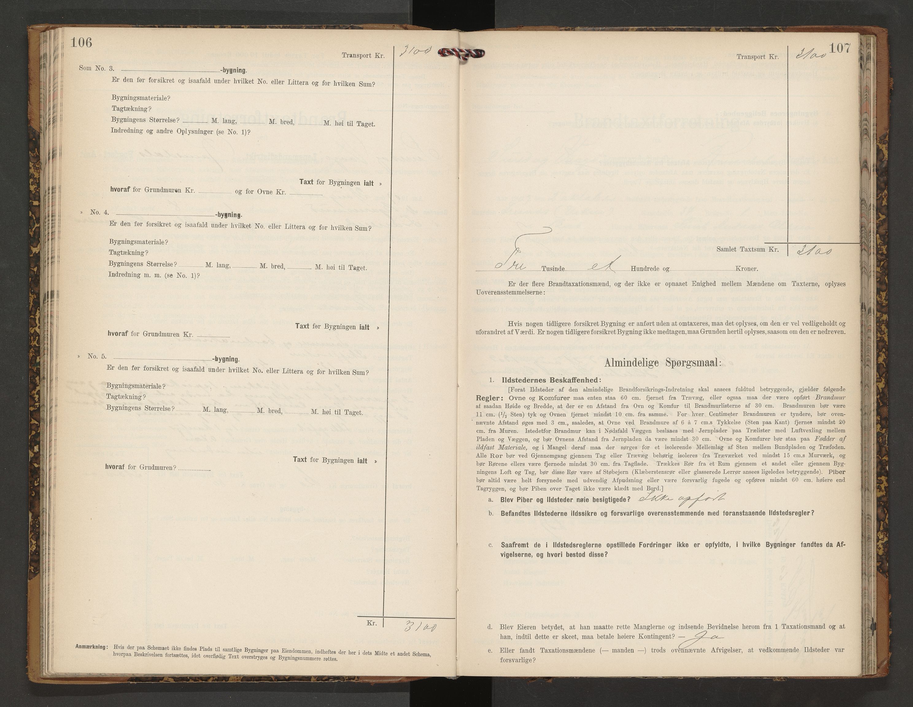 Norges Brannkasse Vågøy og Sund, AV/SAT-A-5504/Fb/L0002: Branntakstprotokoll, 1904-1913, p. 106-107