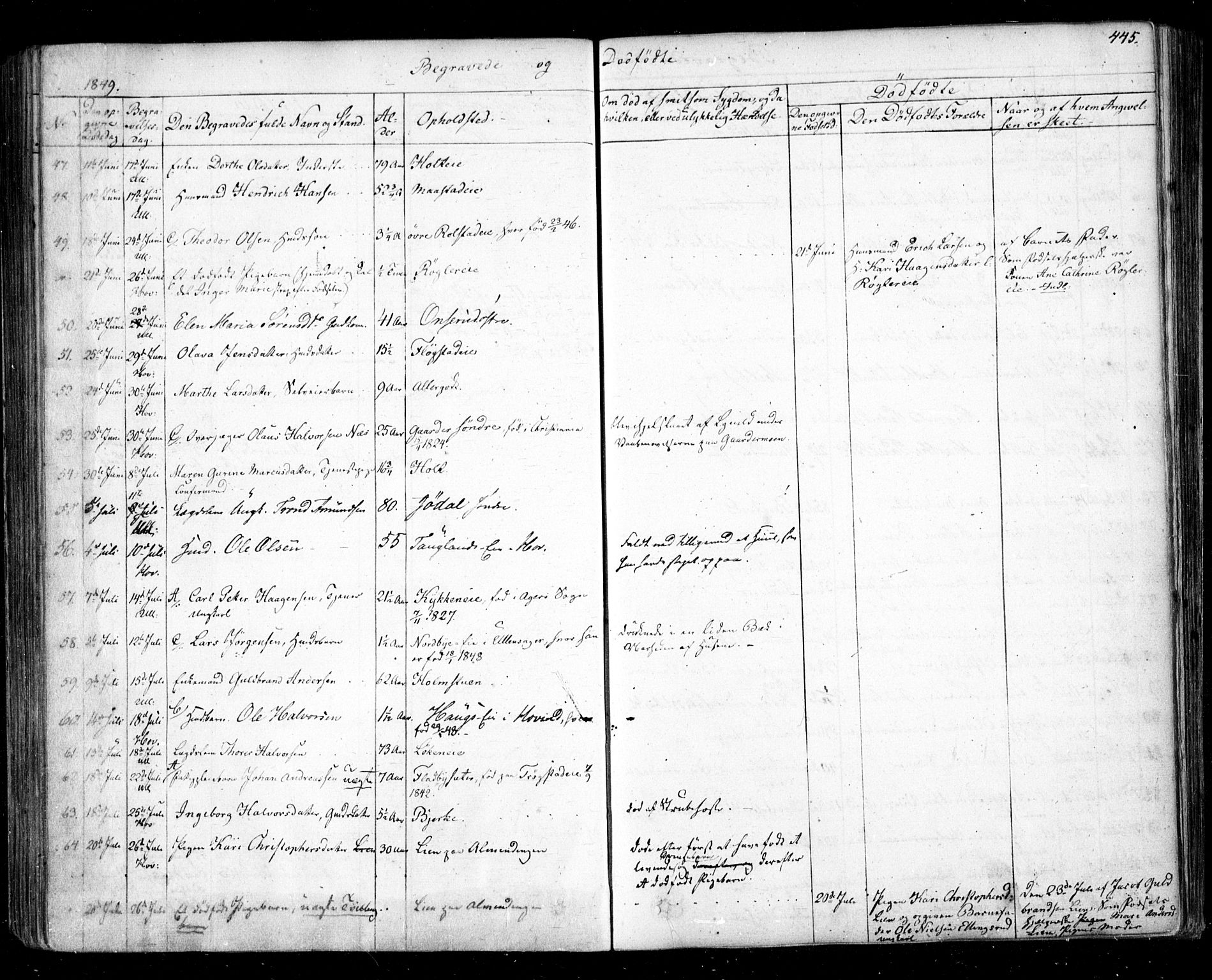 Ullensaker prestekontor Kirkebøker, SAO/A-10236a/F/Fa/L0014.b: Parish register (official) no. I 14B, 1836-1850, p. 445