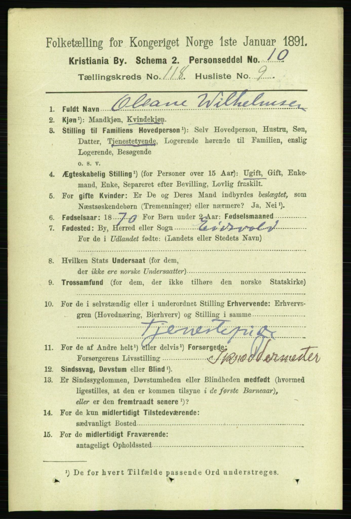 RA, 1891 census for 0301 Kristiania, 1891, p. 63433