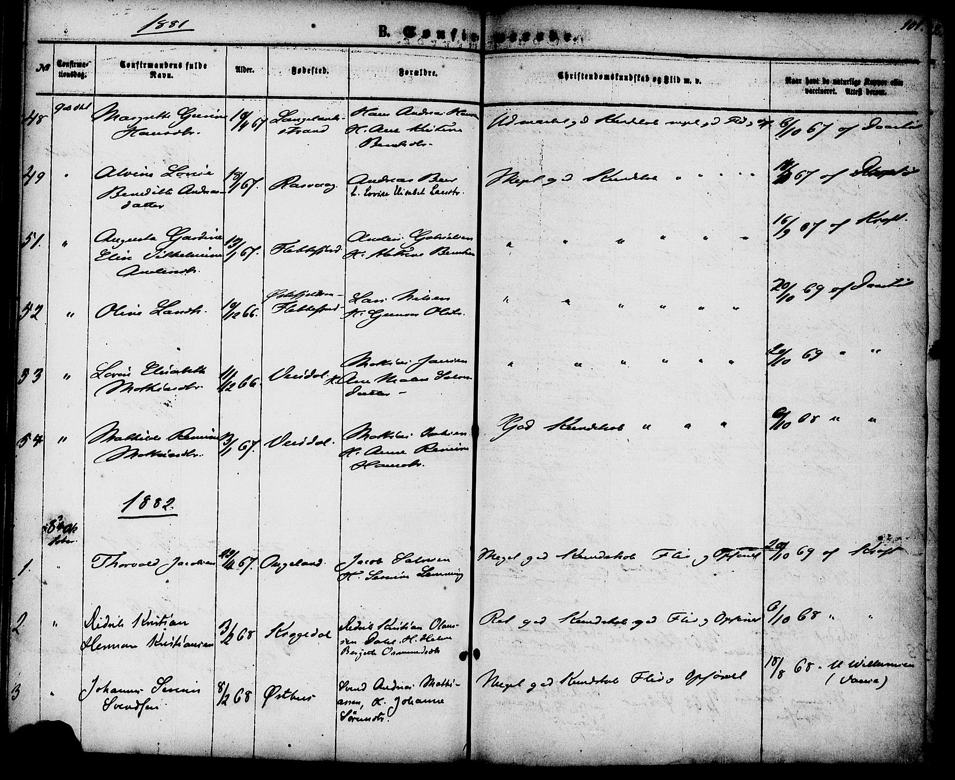 Flekkefjord sokneprestkontor, AV/SAK-1111-0012/F/Fa/Fab/L0005: Parish register (official) no. A 5, 1870-1886, p. 101