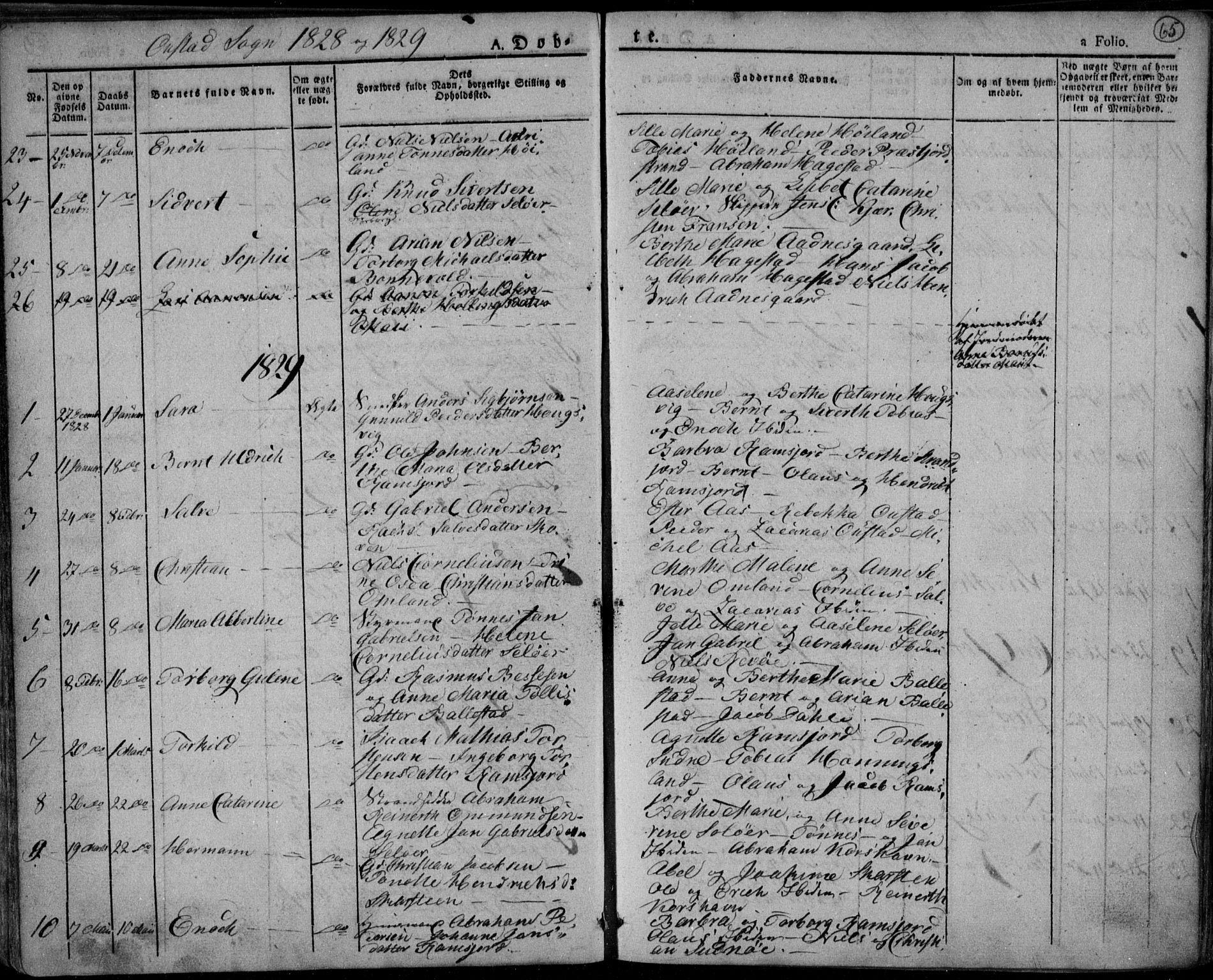 Lyngdal sokneprestkontor, AV/SAK-1111-0029/F/Fa/Fac/L0007: Parish register (official) no. A 7, 1825-1838, p. 65