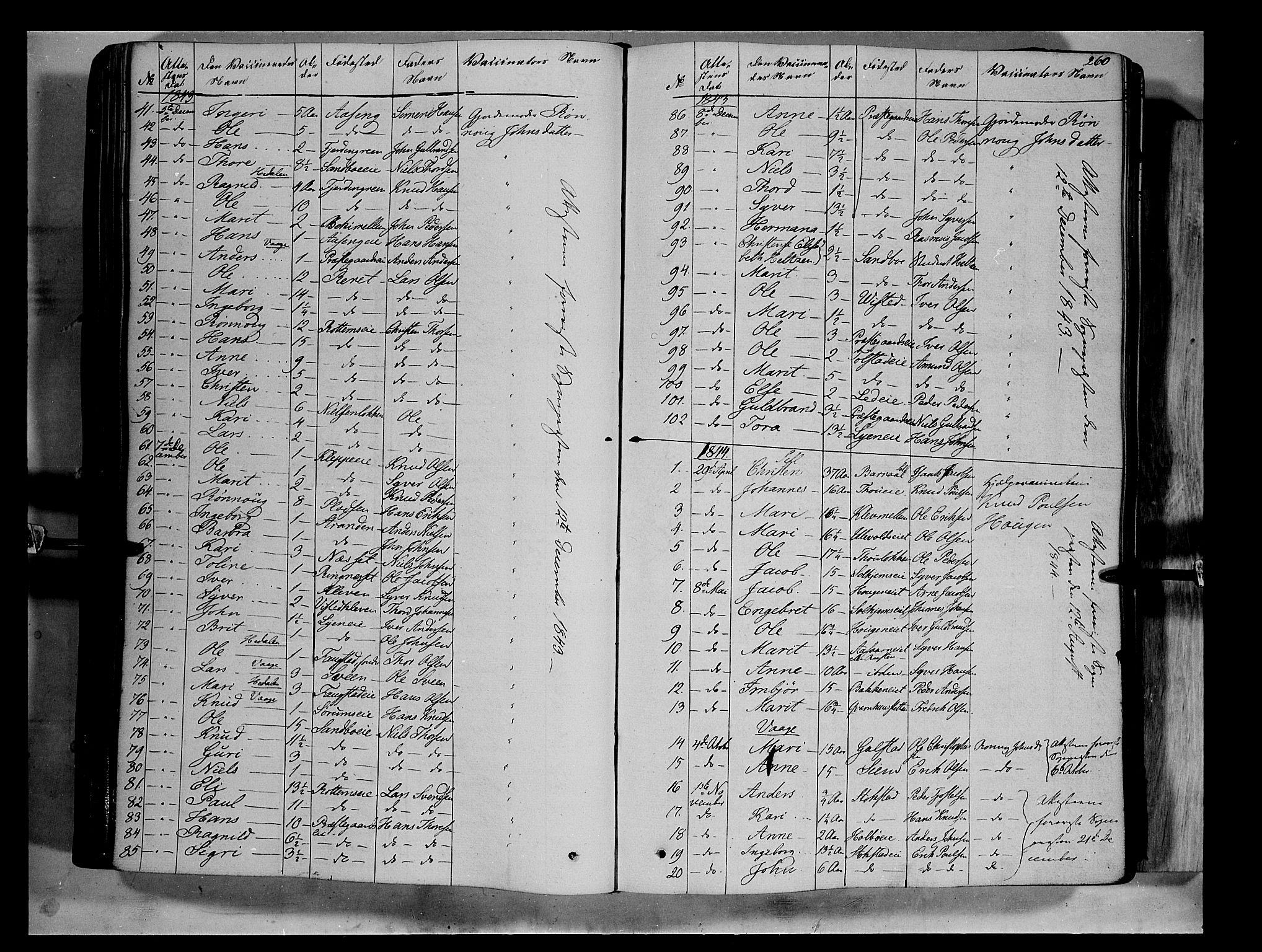 Vågå prestekontor, SAH/PREST-076/H/Ha/Haa/L0005: Parish register (official) no. 5 /1, 1842-1856, p. 260