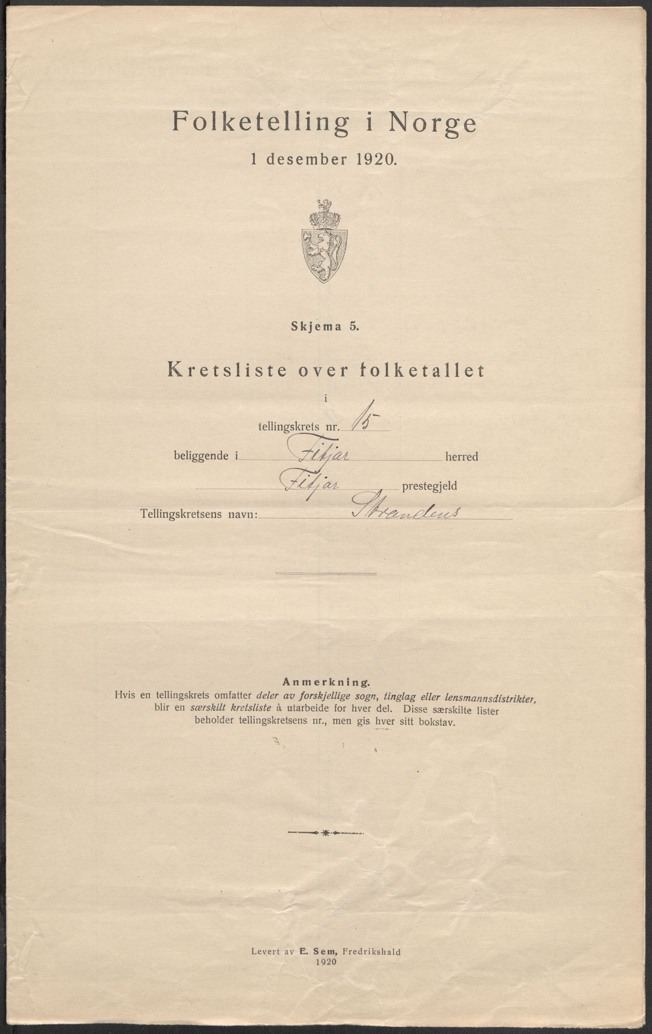 SAB, 1920 census for Fitjar, 1920, p. 47