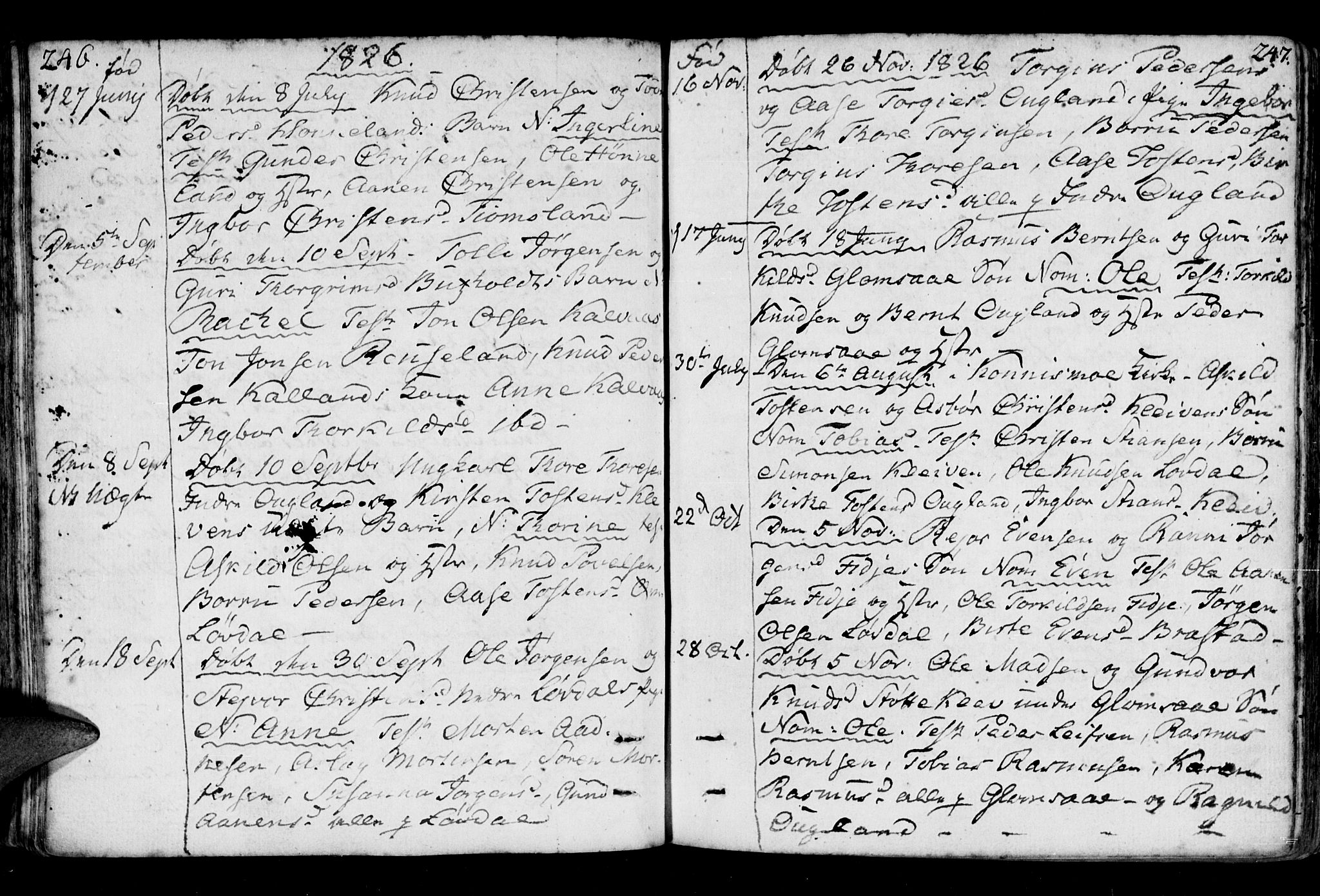 Holum sokneprestkontor, AV/SAK-1111-0022/F/Fa/Fab/L0004: Parish register (official) no. A 4, 1774-1847, p. 246-247