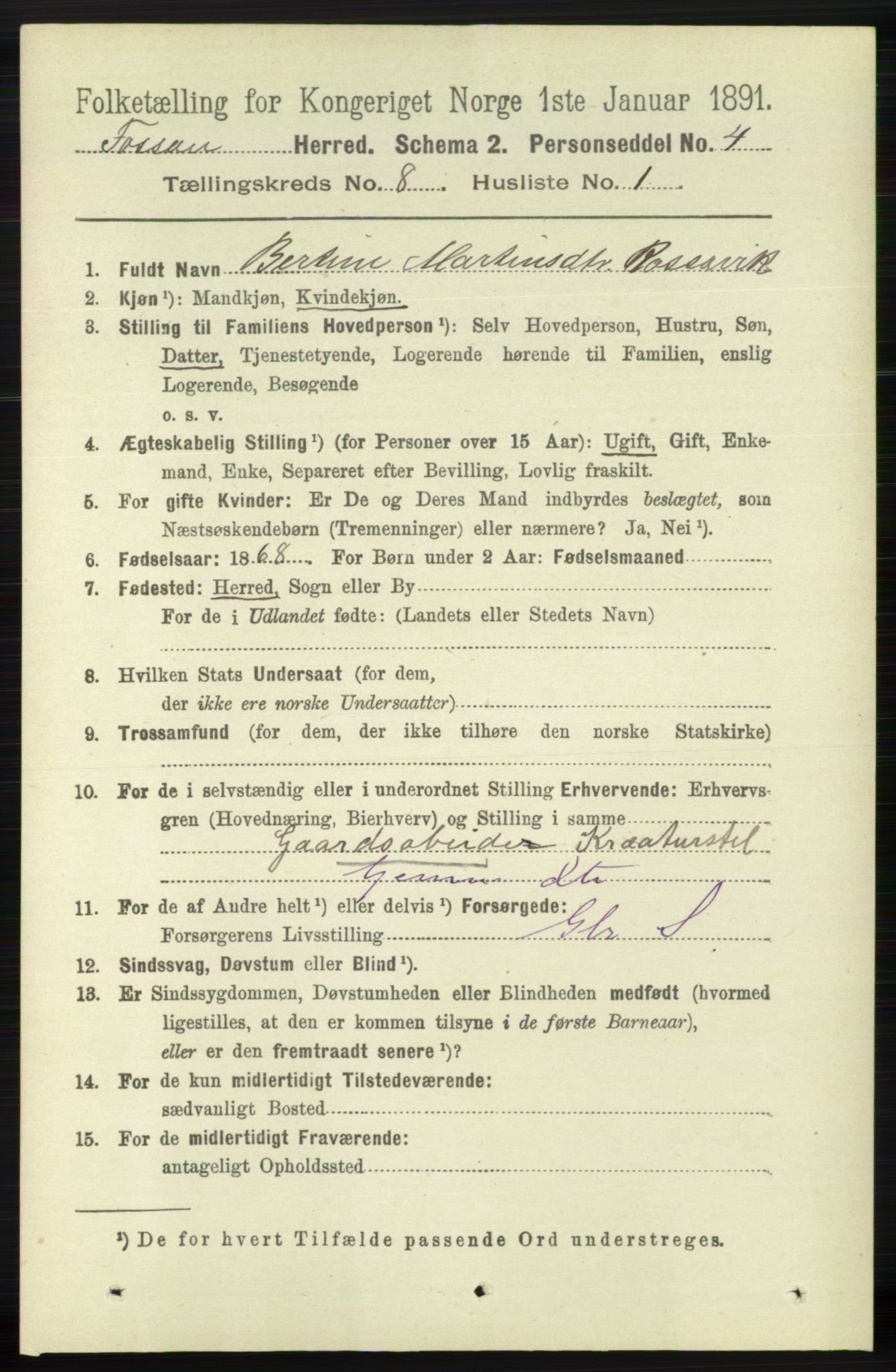 RA, 1891 census for 1129 Forsand, 1891, p. 1329