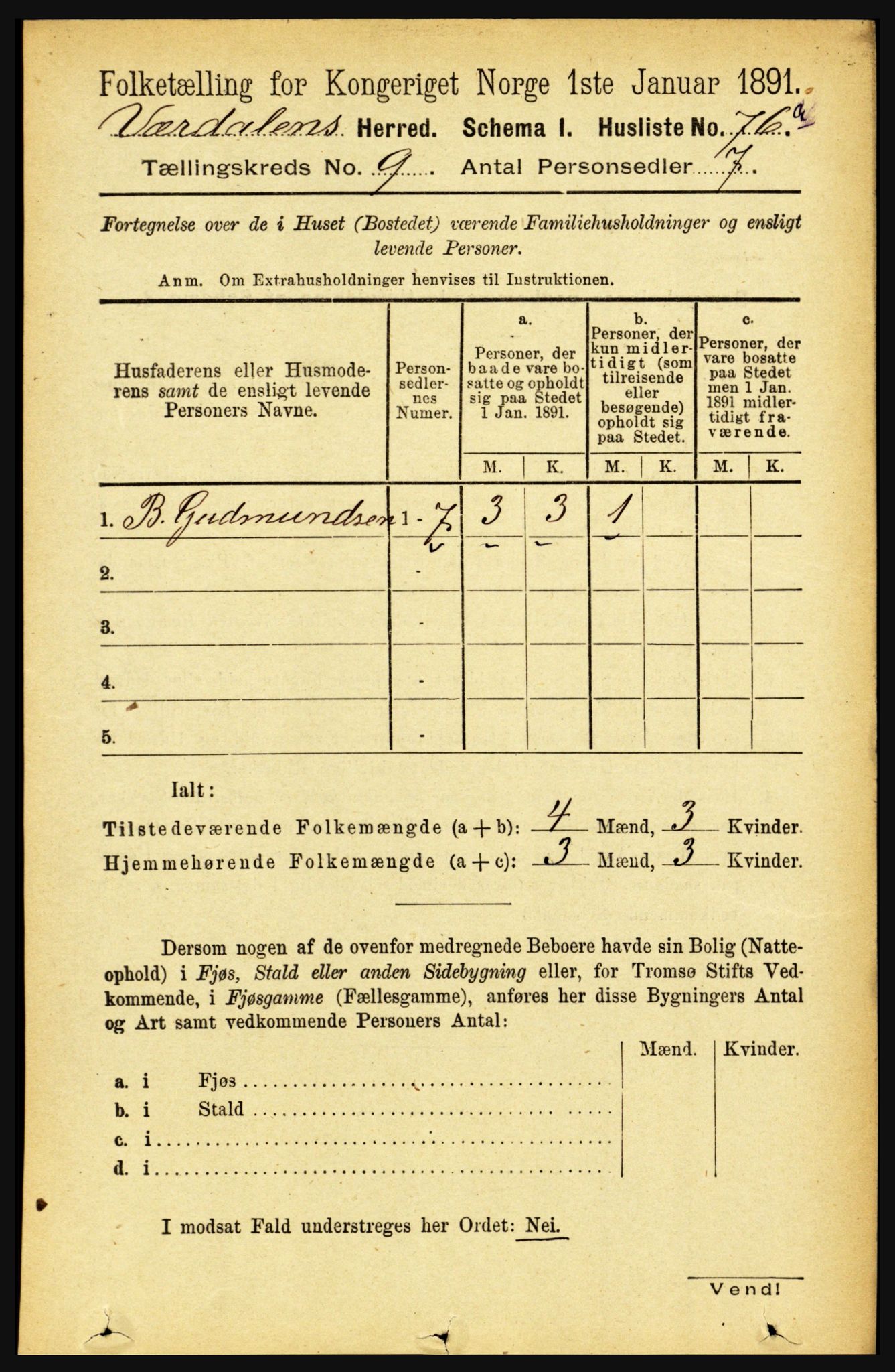 RA, 1891 census for 1721 Verdal, 1891, p. 4973