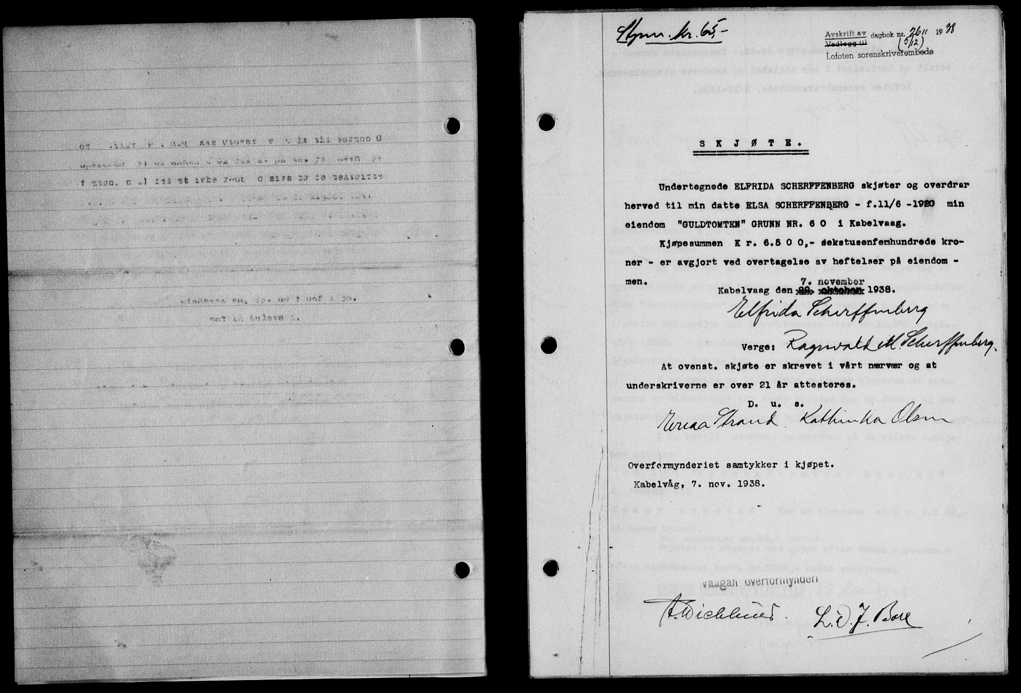 Lofoten sorenskriveri, SAT/A-0017/1/2/2C/L0005a: Mortgage book no. 5a, 1939-1939, Diary no: : 2611/1938