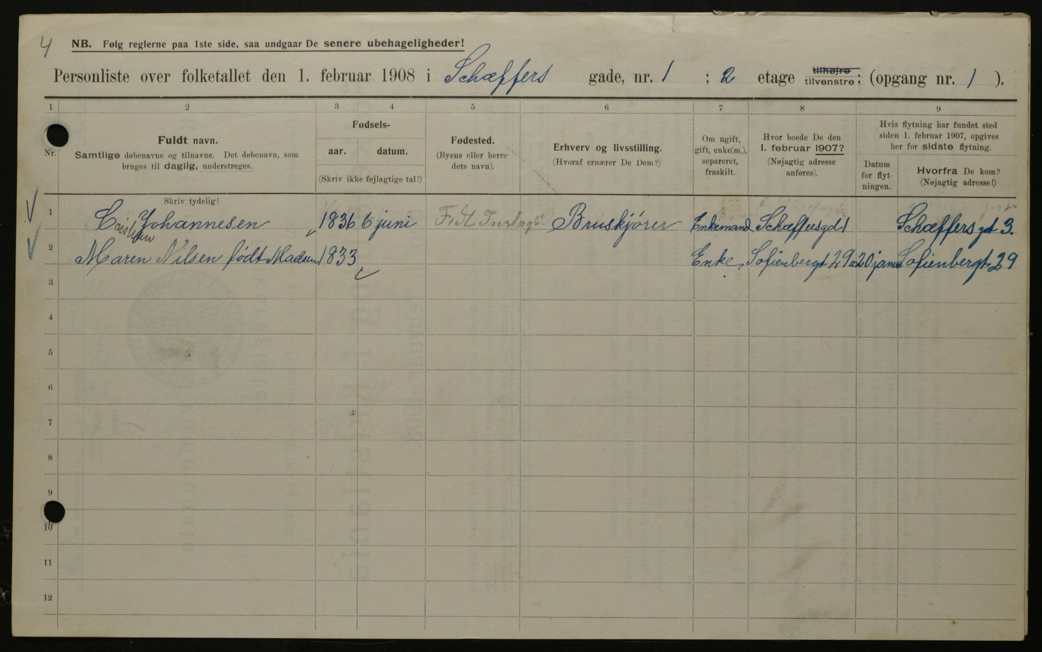 OBA, Municipal Census 1908 for Kristiania, 1908, p. 83676