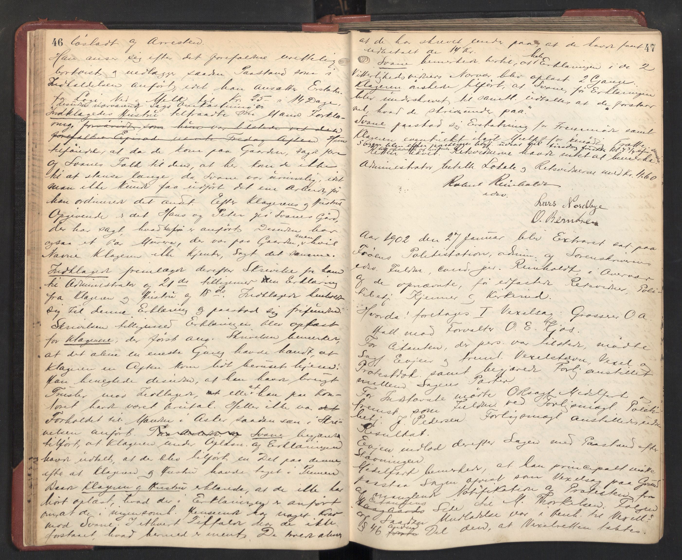 Aker sorenskriveri, AV/SAO-A-10895/F/Fc/Fcb/L0070: Ekstrarettsprotokoll, 1901-1906, p. 46-47