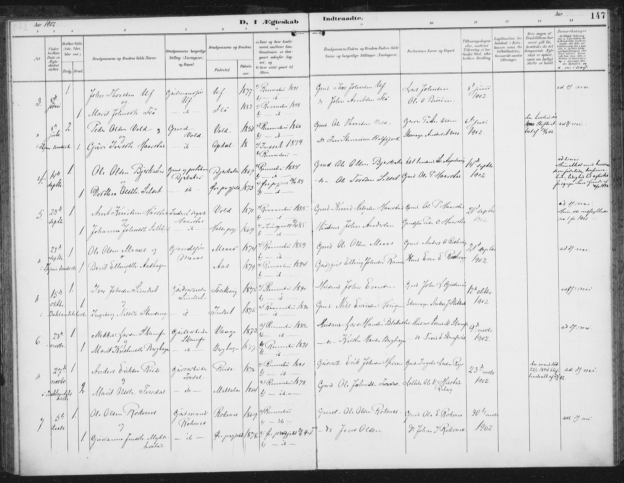 Ministerialprotokoller, klokkerbøker og fødselsregistre - Sør-Trøndelag, SAT/A-1456/674/L0872: Parish register (official) no. 674A04, 1897-1907, p. 147