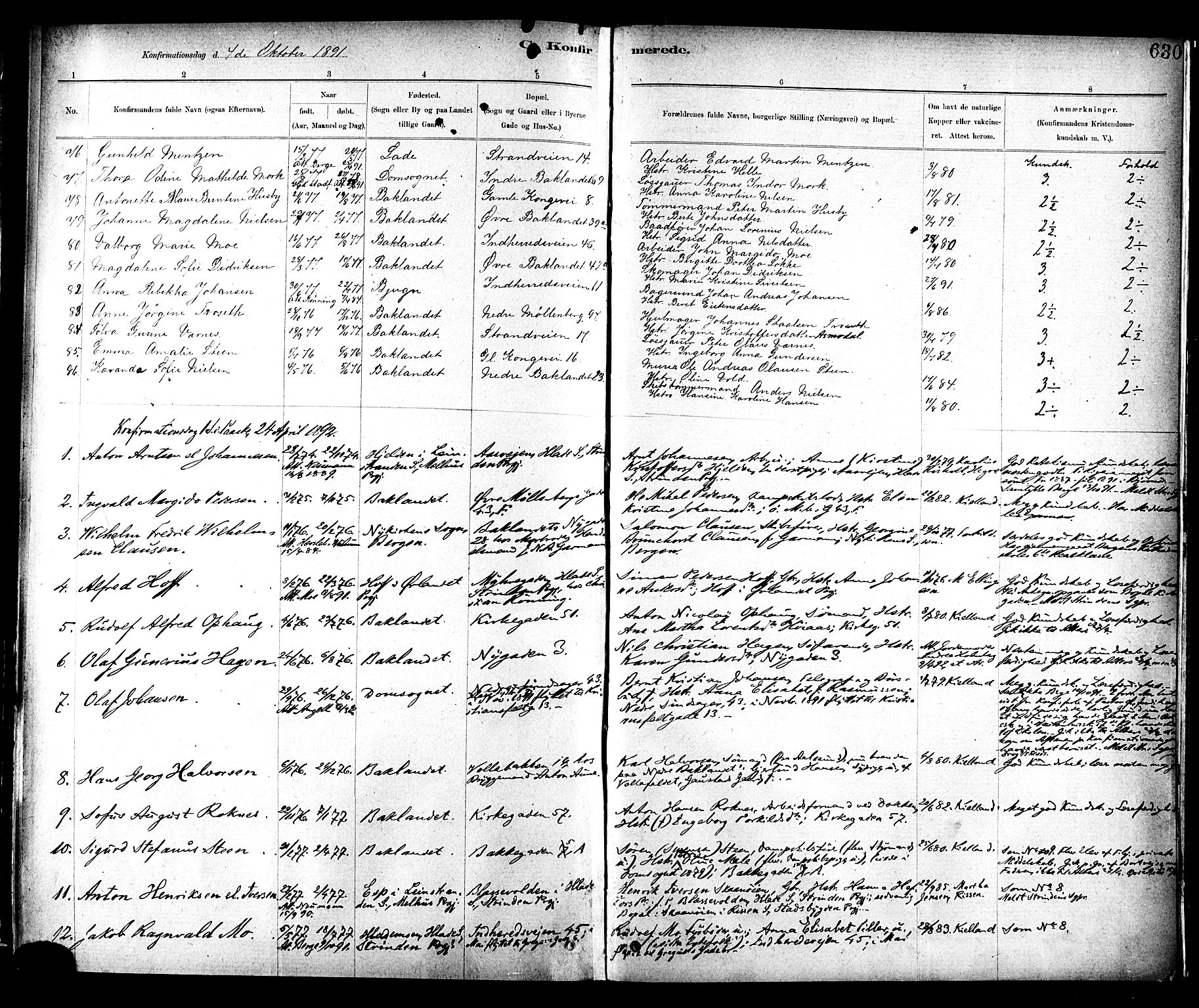 Ministerialprotokoller, klokkerbøker og fødselsregistre - Sør-Trøndelag, SAT/A-1456/604/L0188: Parish register (official) no. 604A09, 1878-1892, p. 630