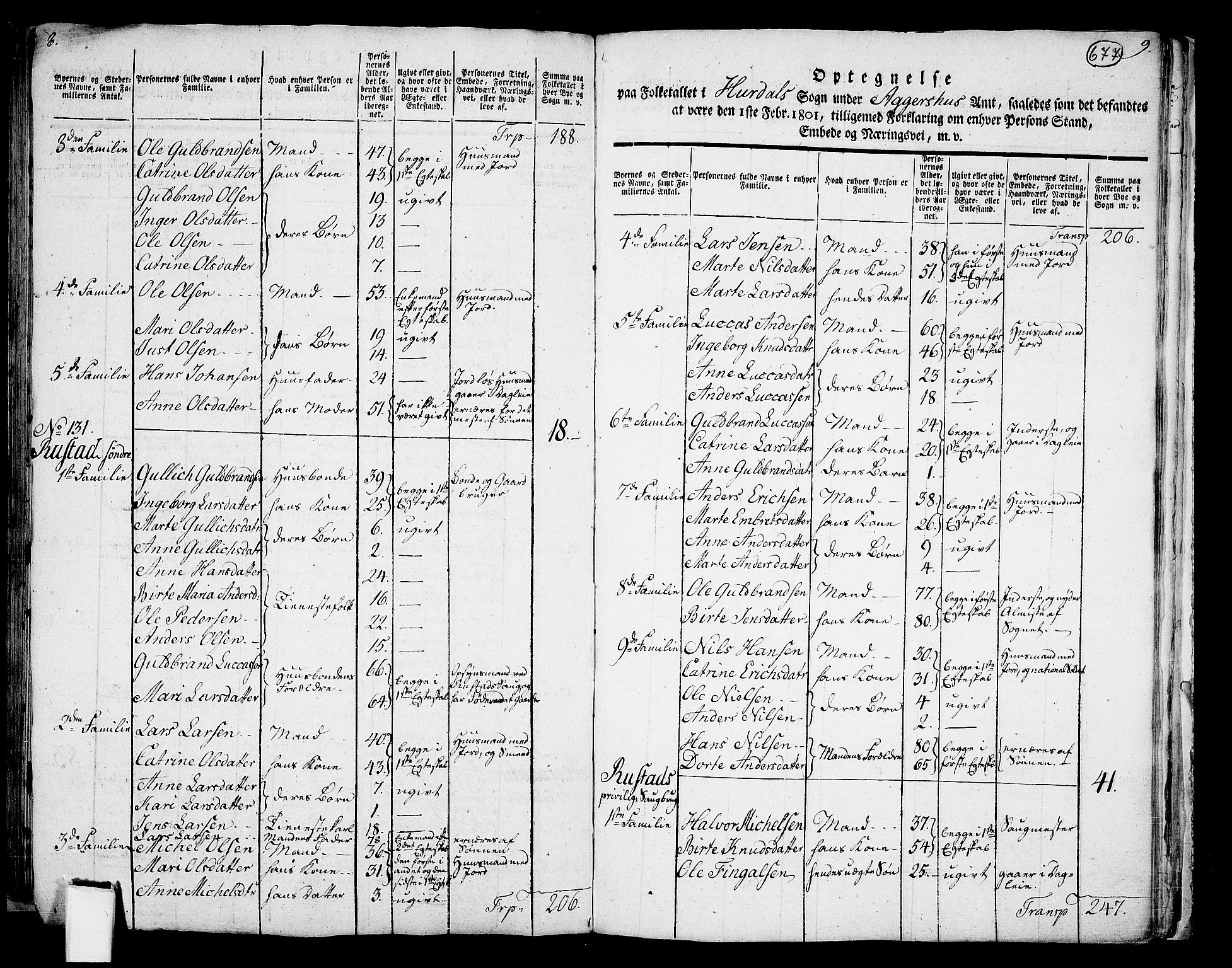 RA, 1801 census for 0239P Hurdal, 1801, p. 676b-677a