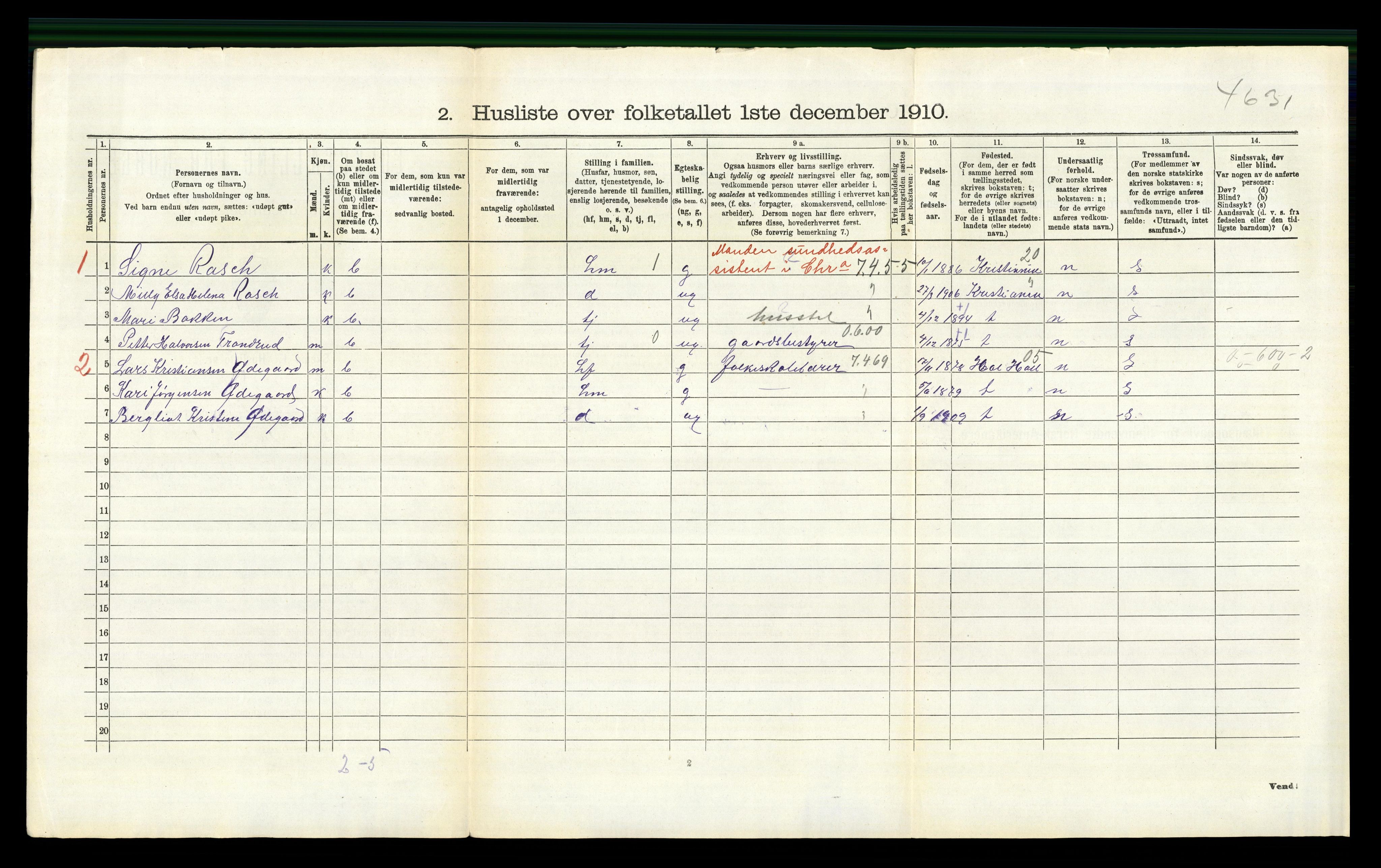 RA, 1910 census for Nes, 1910, p. 667