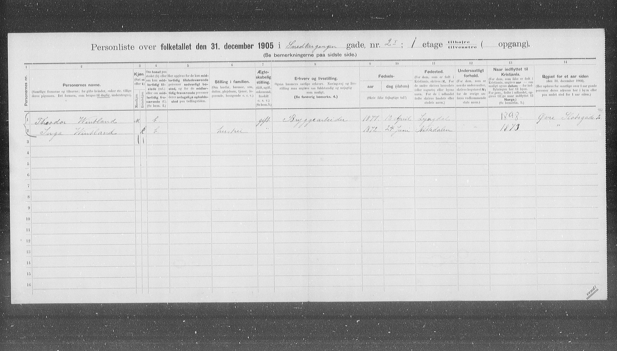 OBA, Municipal Census 1905 for Kristiania, 1905, p. 50822