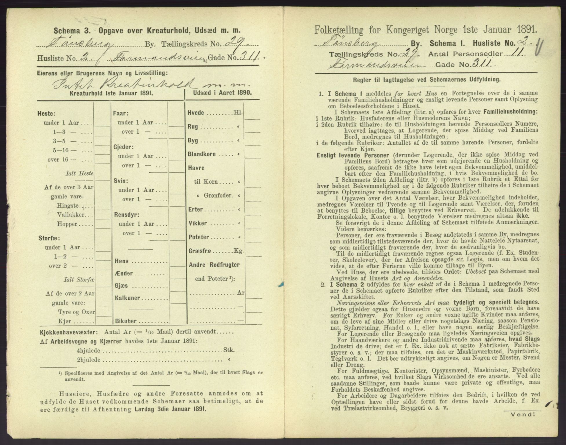 RA, 1891 census for 0705 Tønsberg, 1891, p. 890