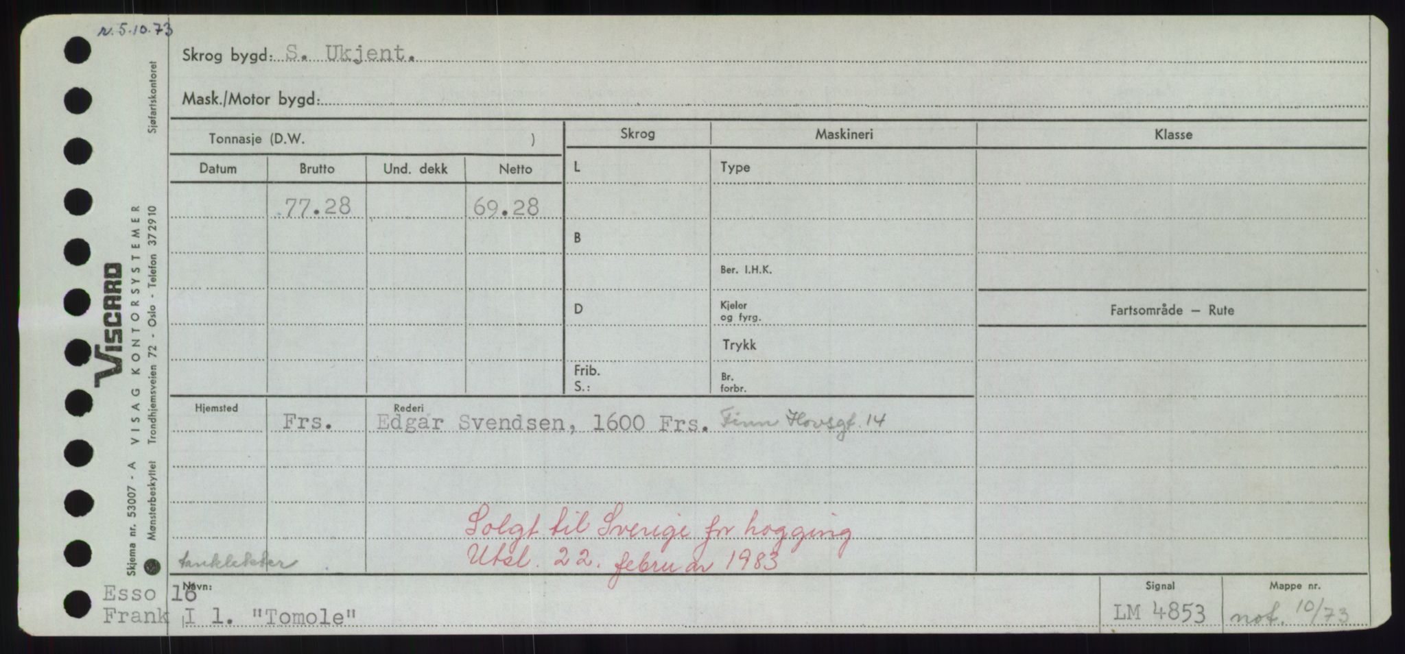 Sjøfartsdirektoratet med forløpere, Skipsmålingen, RA/S-1627/H/Hd/L0039: Fartøy, Ti-Tø, p. 173