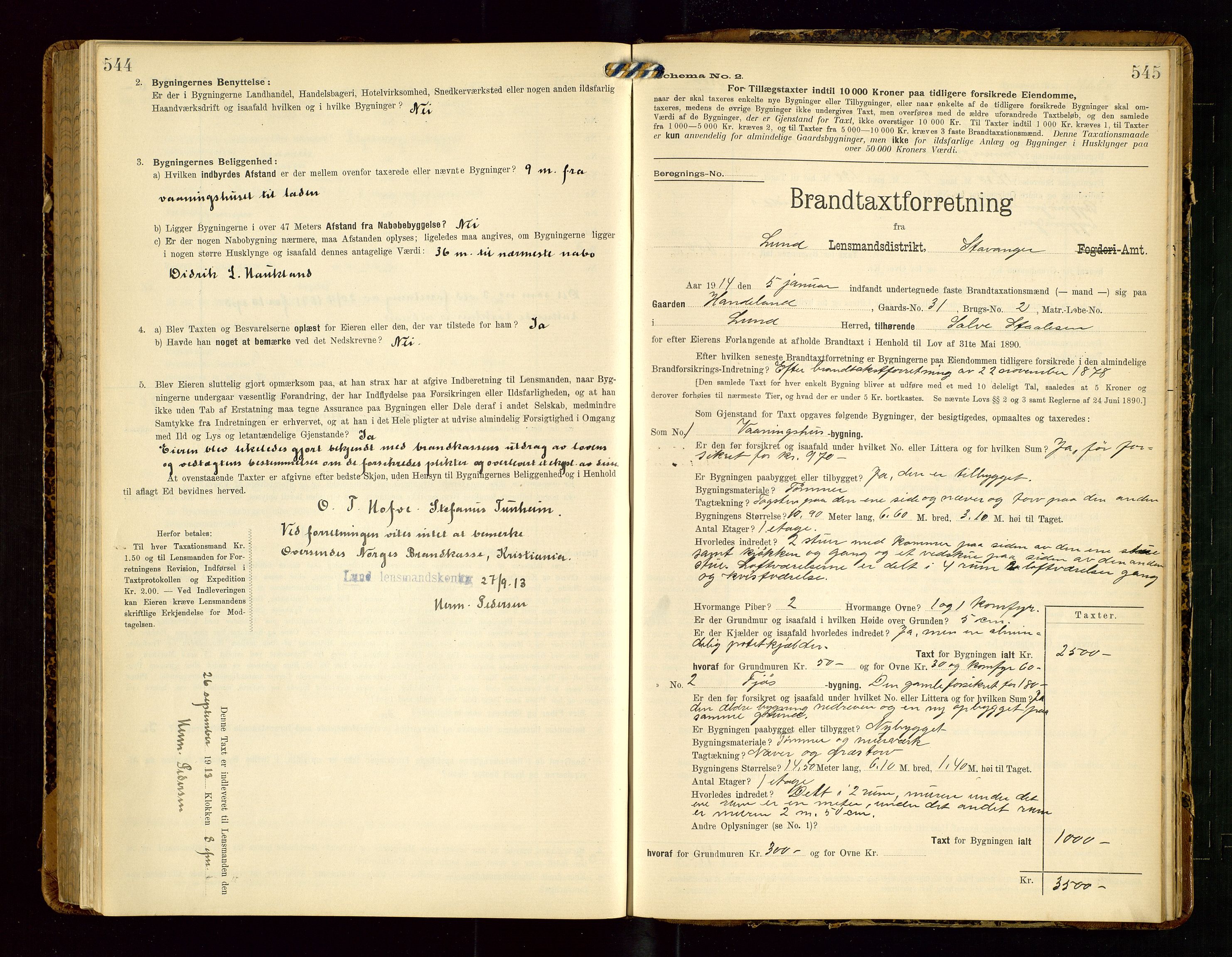 Lund lensmannskontor, SAST/A-100303/Gob/L0002: "Brandtakstprotokol", 1908-1918, p. 544-545