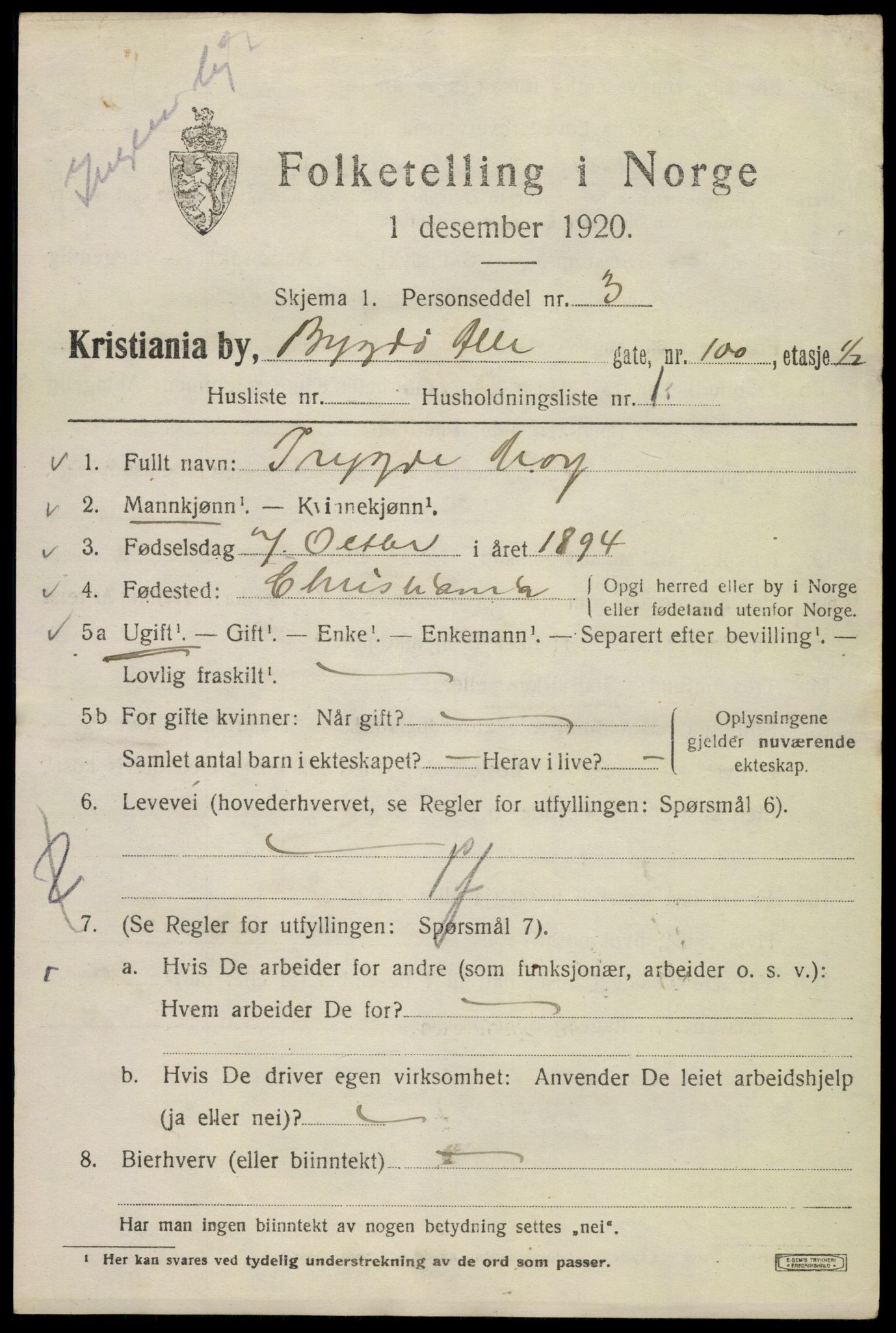 SAO, 1920 census for Kristiania, 1920, p. 180241