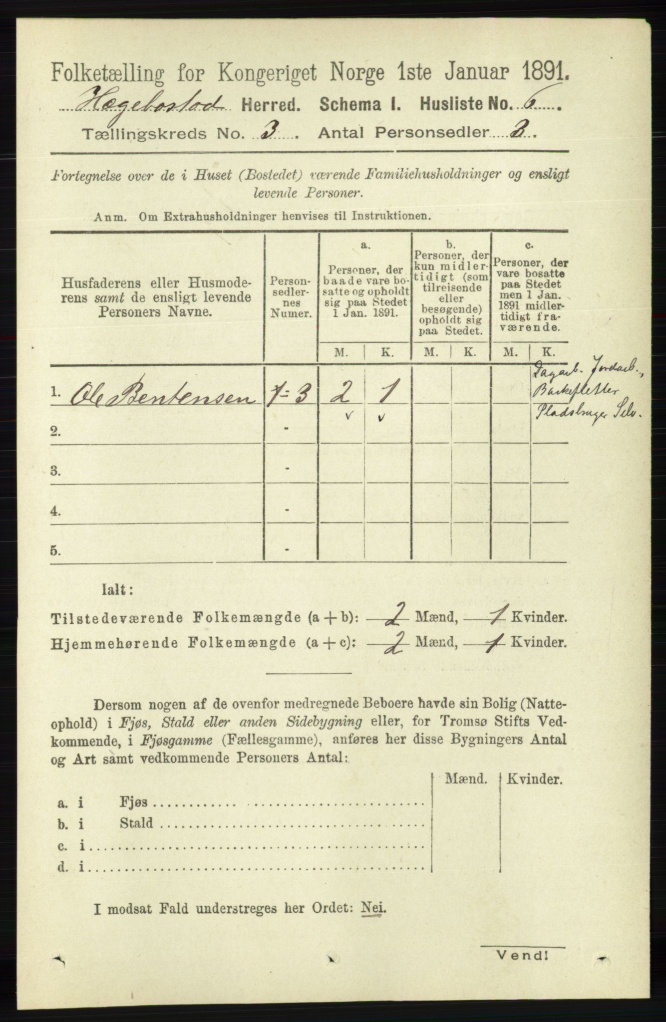 RA, 1891 census for 1034 Hægebostad, 1891, p. 822