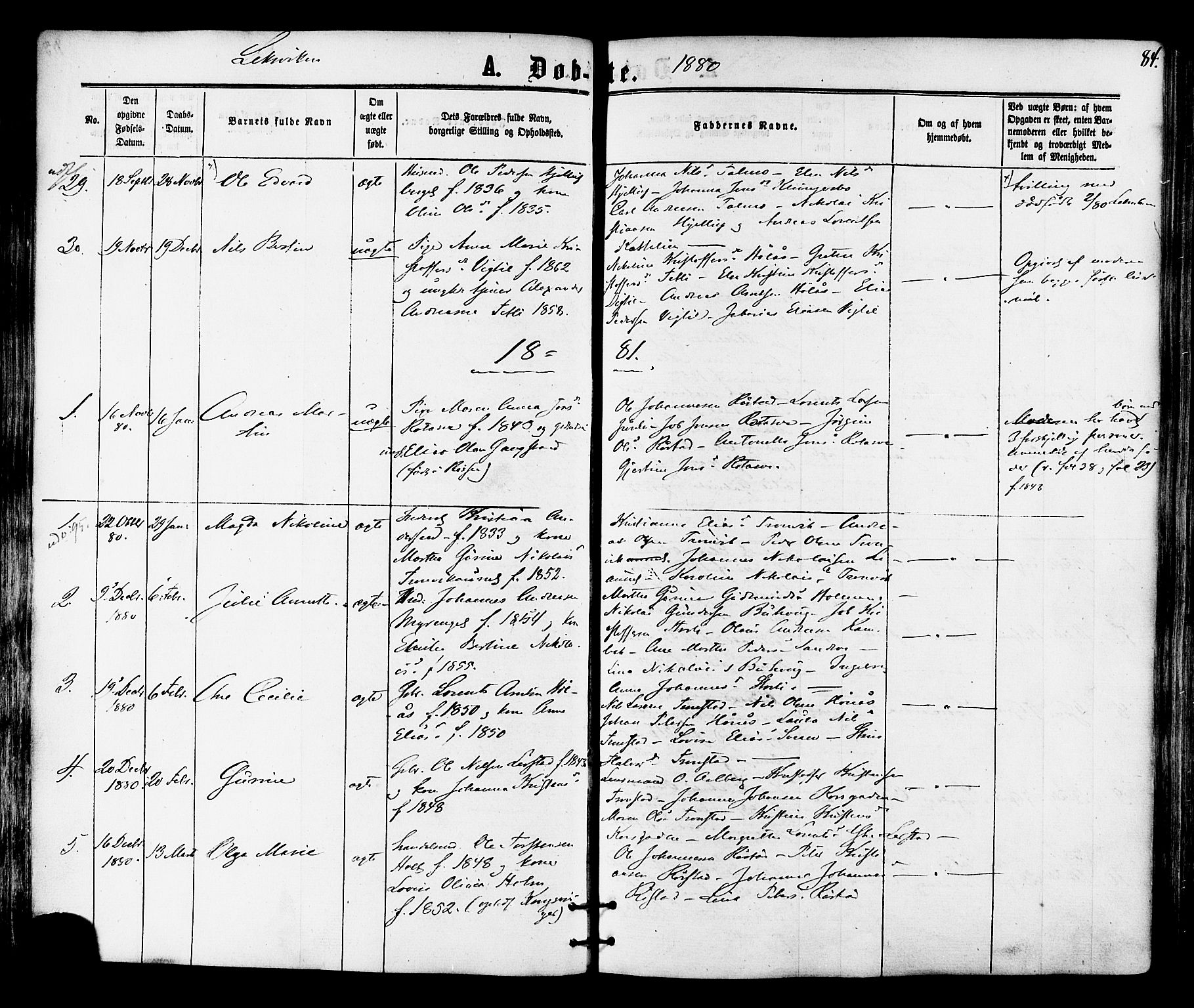 Ministerialprotokoller, klokkerbøker og fødselsregistre - Nord-Trøndelag, SAT/A-1458/701/L0009: Parish register (official) no. 701A09 /1, 1864-1882, p. 84