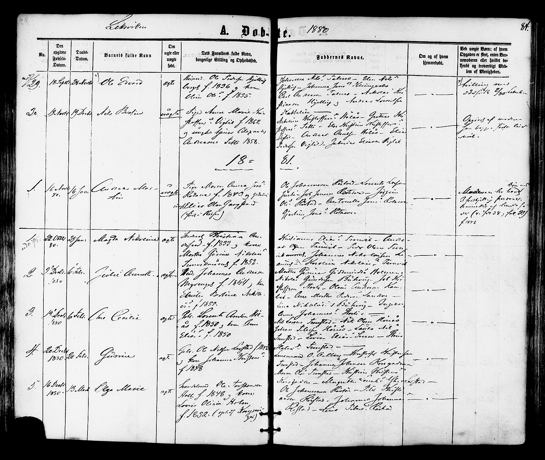 Ministerialprotokoller, klokkerbøker og fødselsregistre - Nord-Trøndelag, AV/SAT-A-1458/701/L0009: Parish register (official) no. 701A09 /1, 1864-1882, p. 84