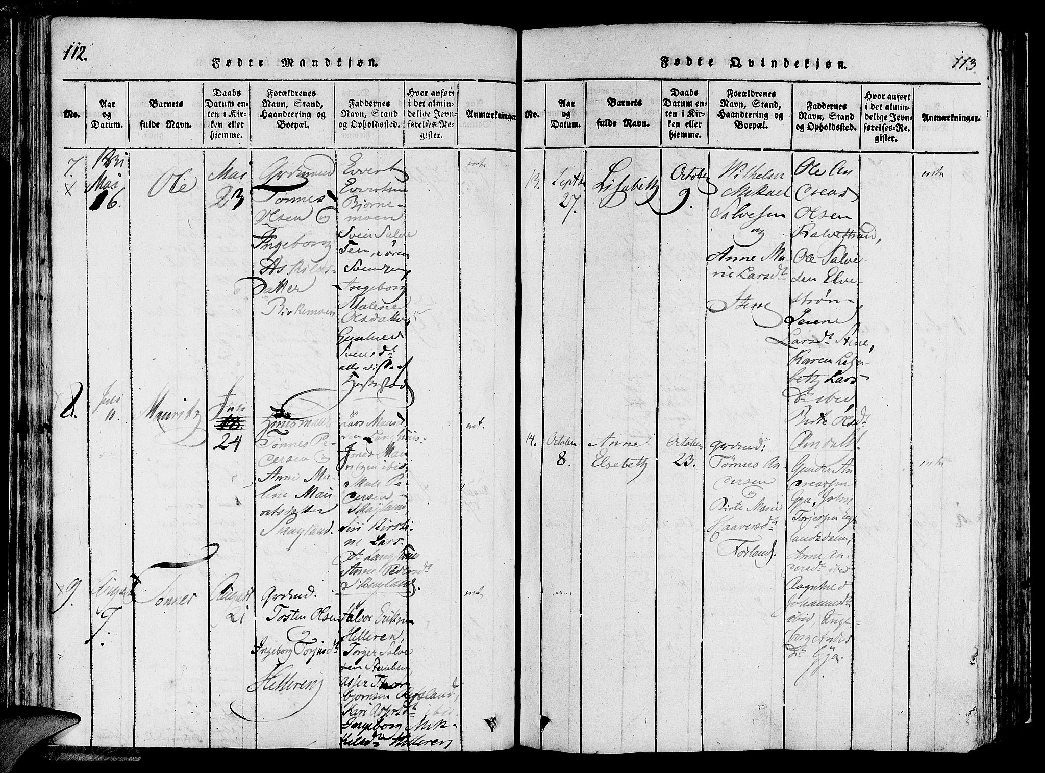 Lund sokneprestkontor, AV/SAST-A-101809/S06/L0006: Parish register (official) no. A 6, 1816-1839, p. 112-113