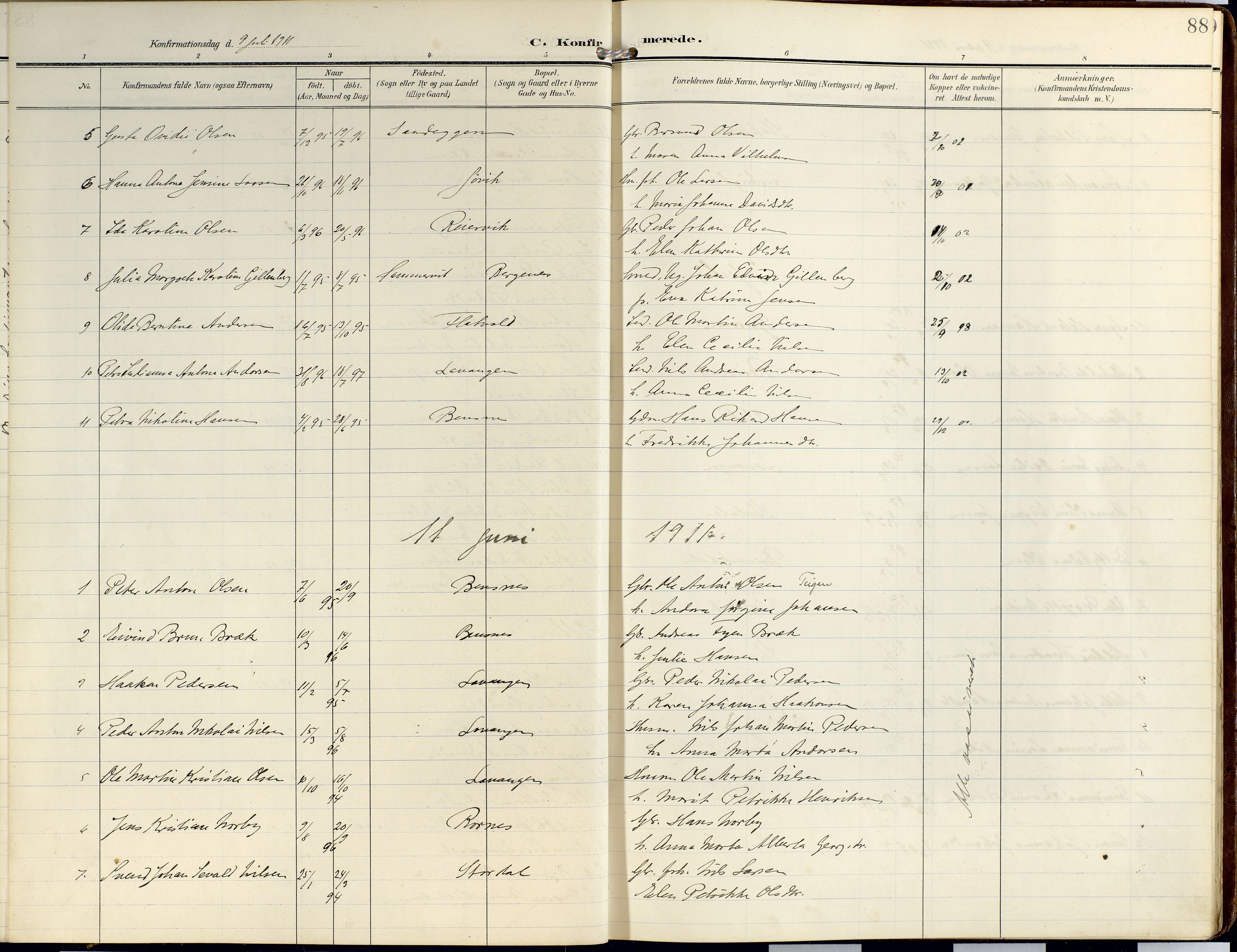 Lyngen sokneprestembete, SATØ/S-1289/H/He/Hea/L0014kirke: Parish register (official) no. 14, 1905-1920, p. 88