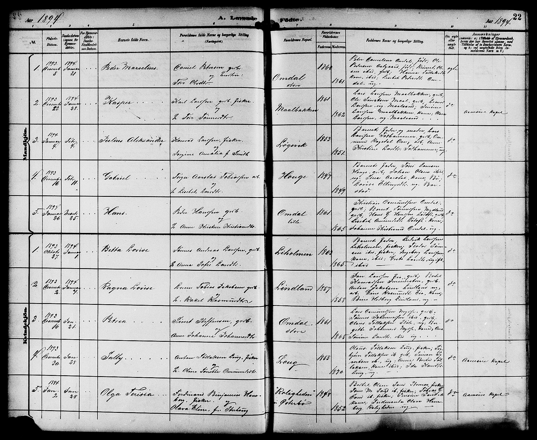 Sokndal sokneprestkontor, SAST/A-101808: Parish register (copy) no. B 6, 1892-1907, p. 22