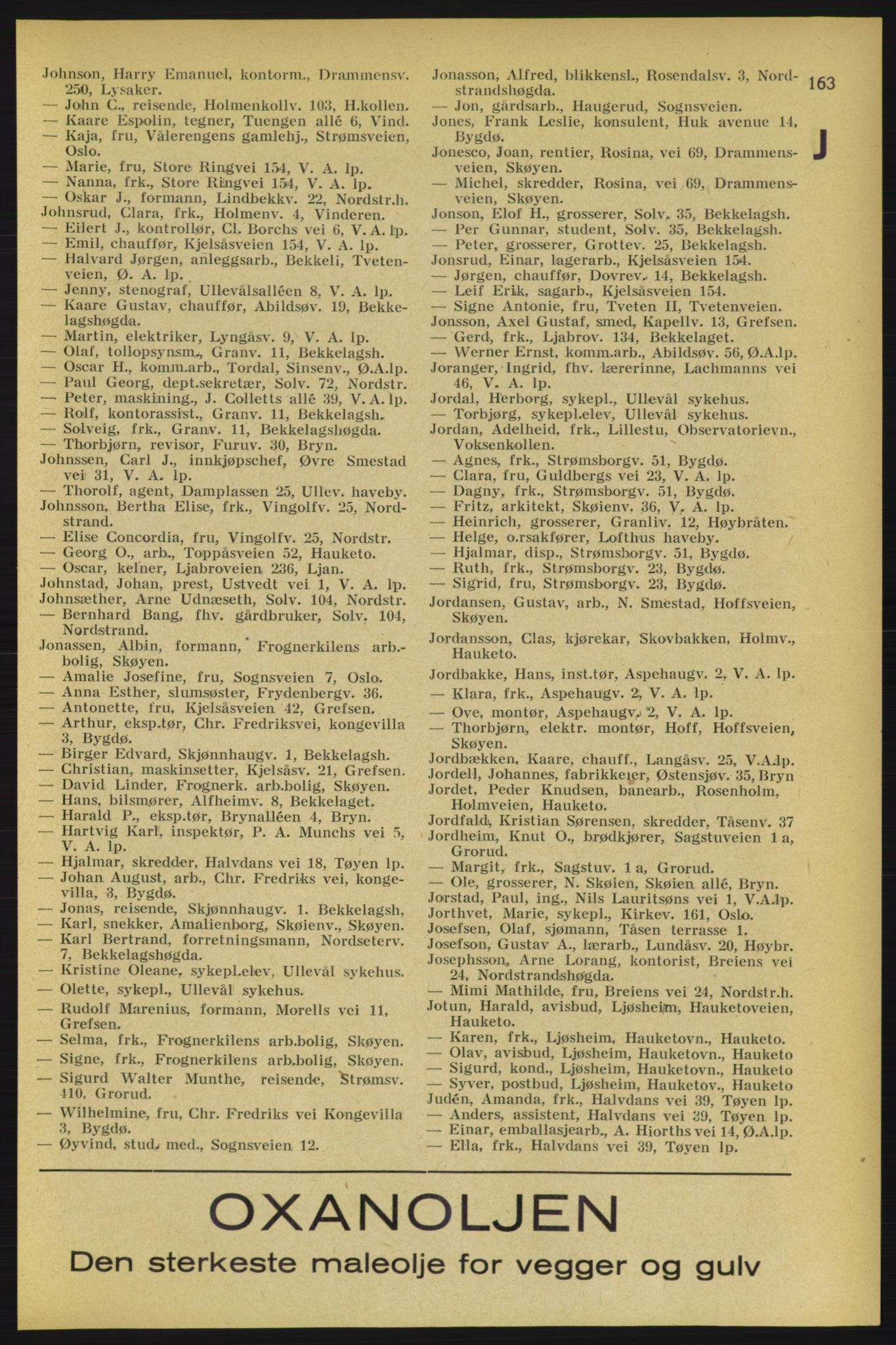 Aker adressebok/adressekalender, PUBL/001/A/005: Aker adressebok, 1934-1935, p. 163