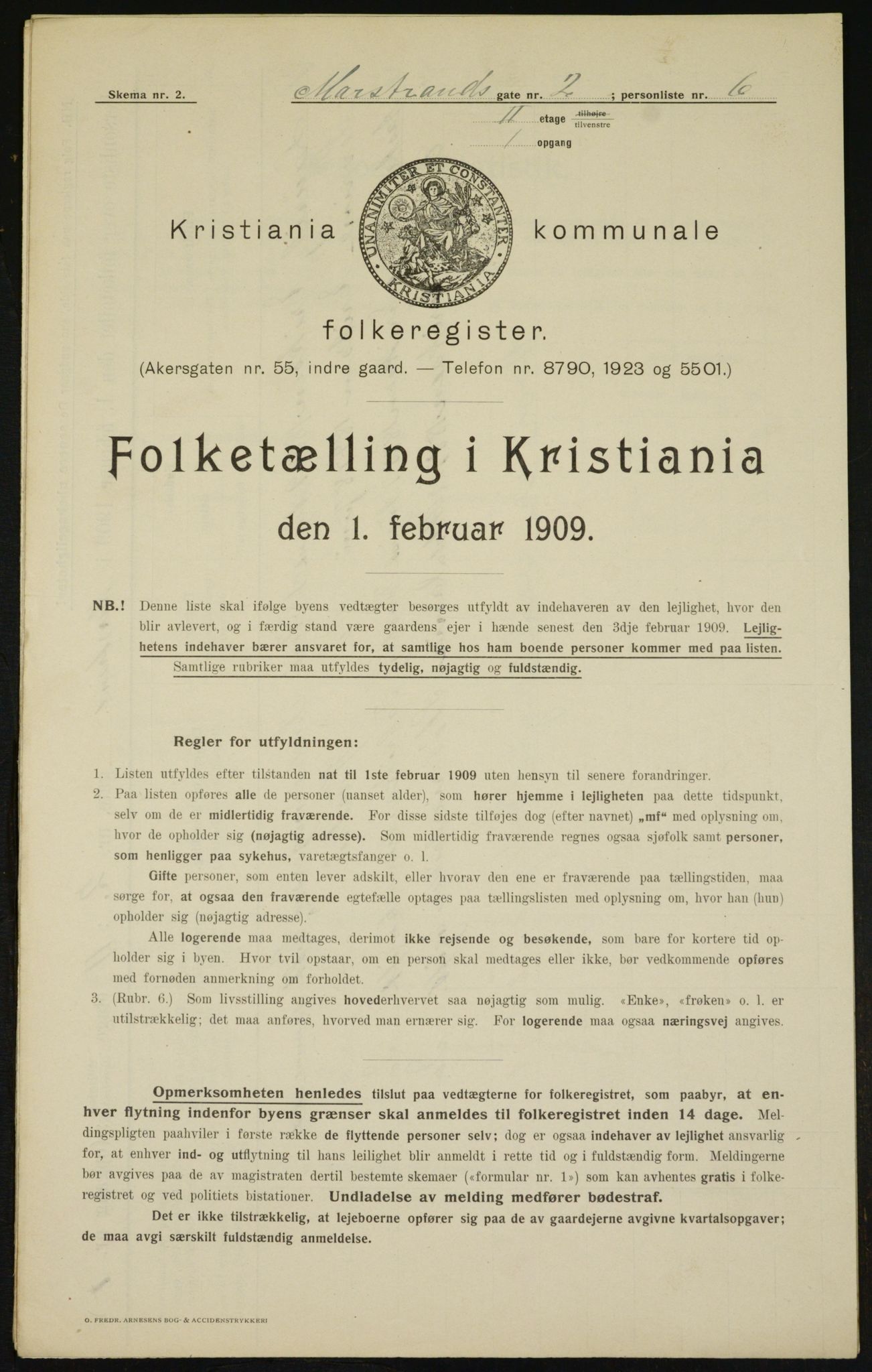 OBA, Municipal Census 1909 for Kristiania, 1909, p. 58697