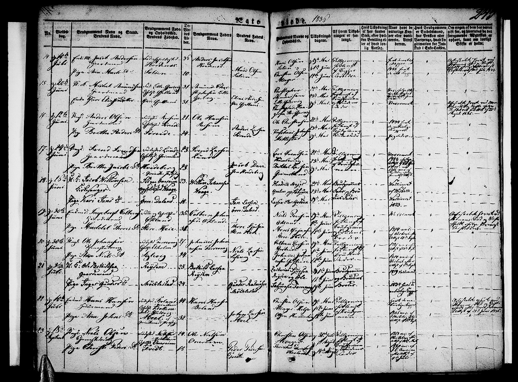 Tysnes sokneprestembete, SAB/A-78601/H/Haa: Parish register (official) no. A 8, 1826-1837, p. 245