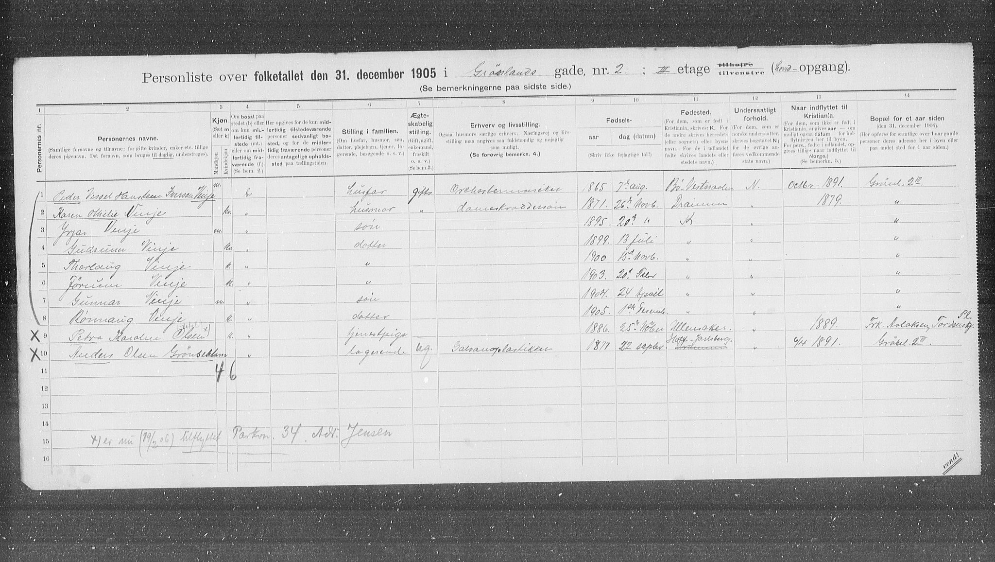 OBA, Municipal Census 1905 for Kristiania, 1905, p. 16240