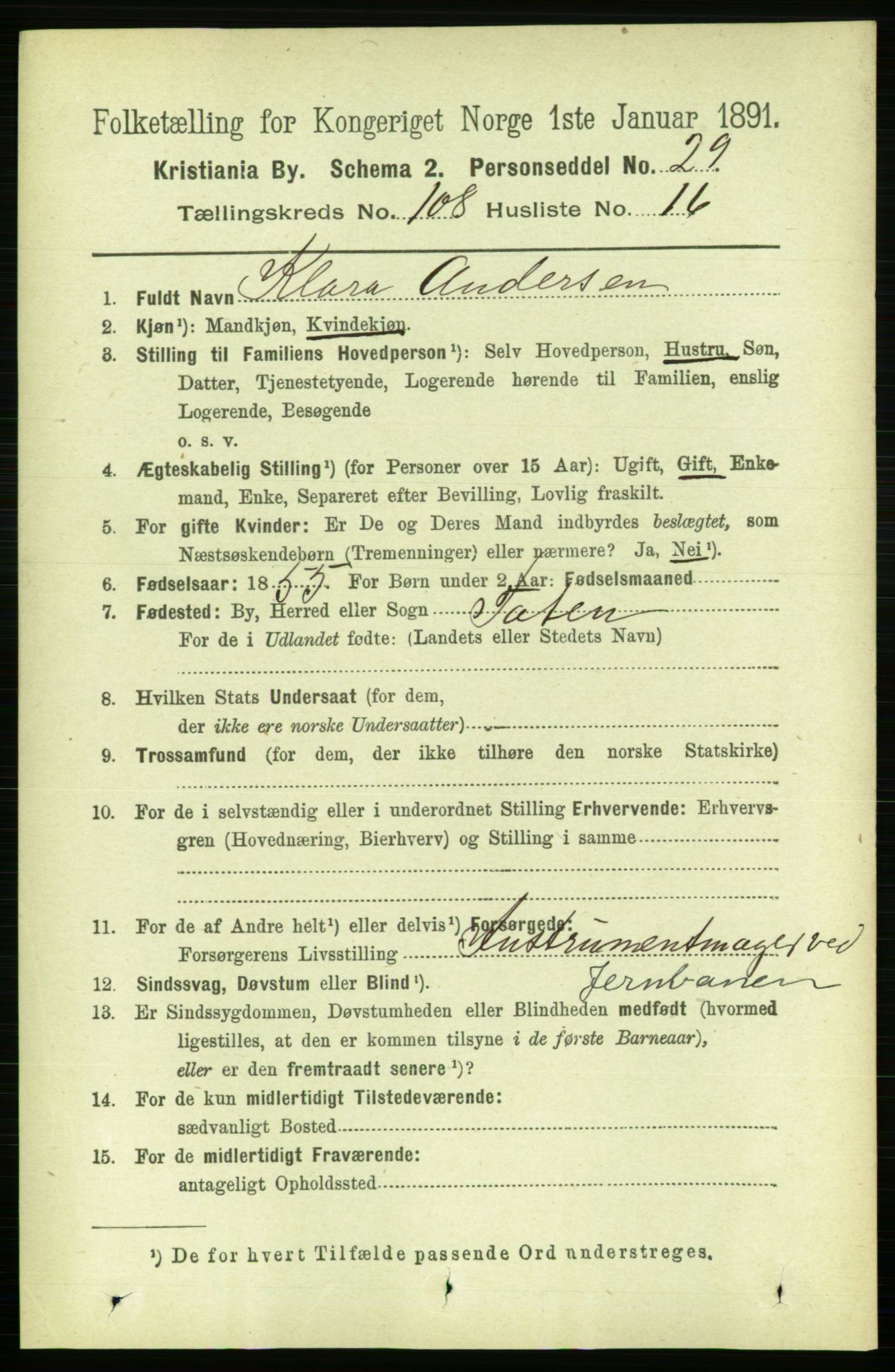 RA, 1891 census for 0301 Kristiania, 1891, p. 55998