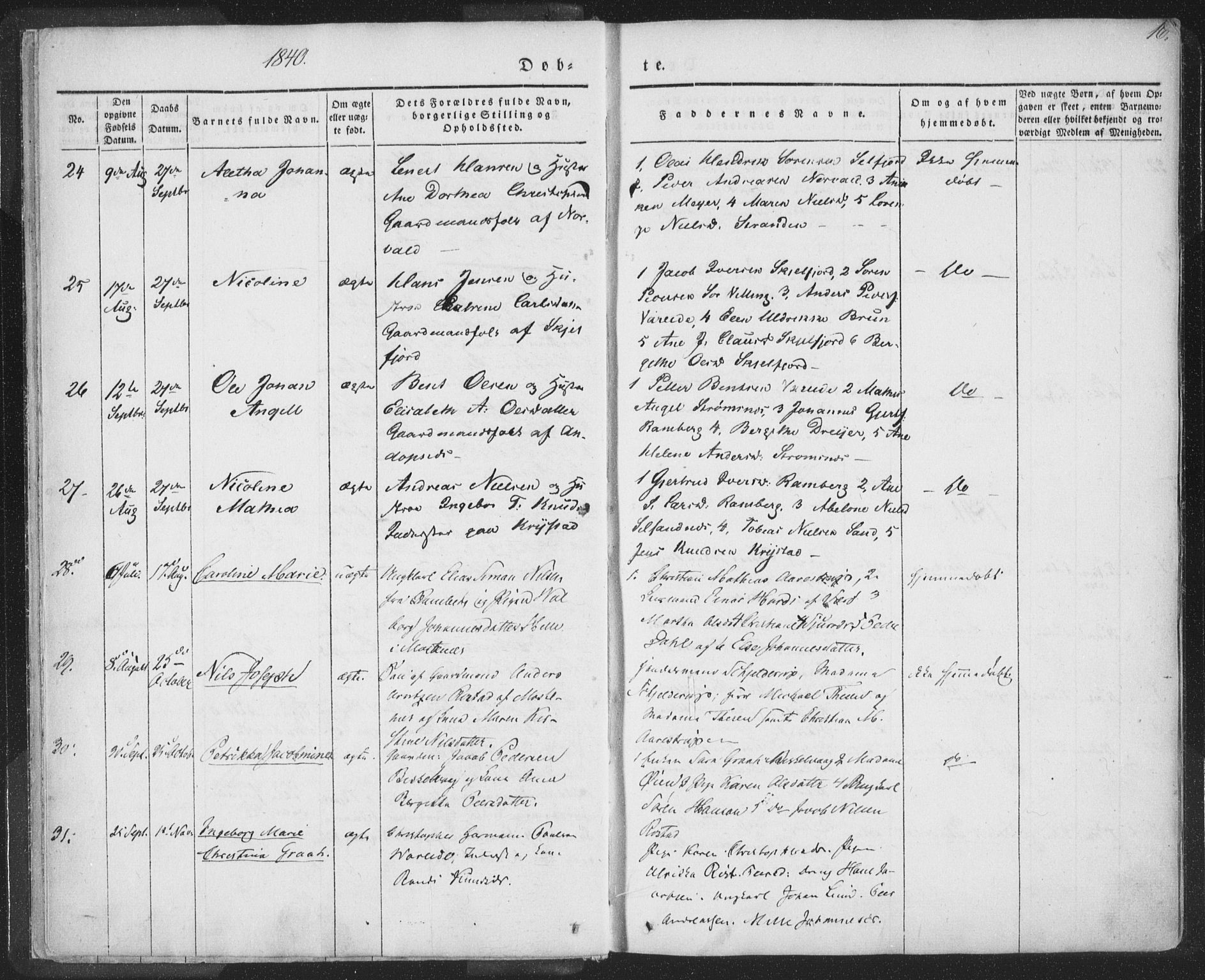 Ministerialprotokoller, klokkerbøker og fødselsregistre - Nordland, AV/SAT-A-1459/885/L1202: Parish register (official) no. 885A03, 1838-1859, p. 16