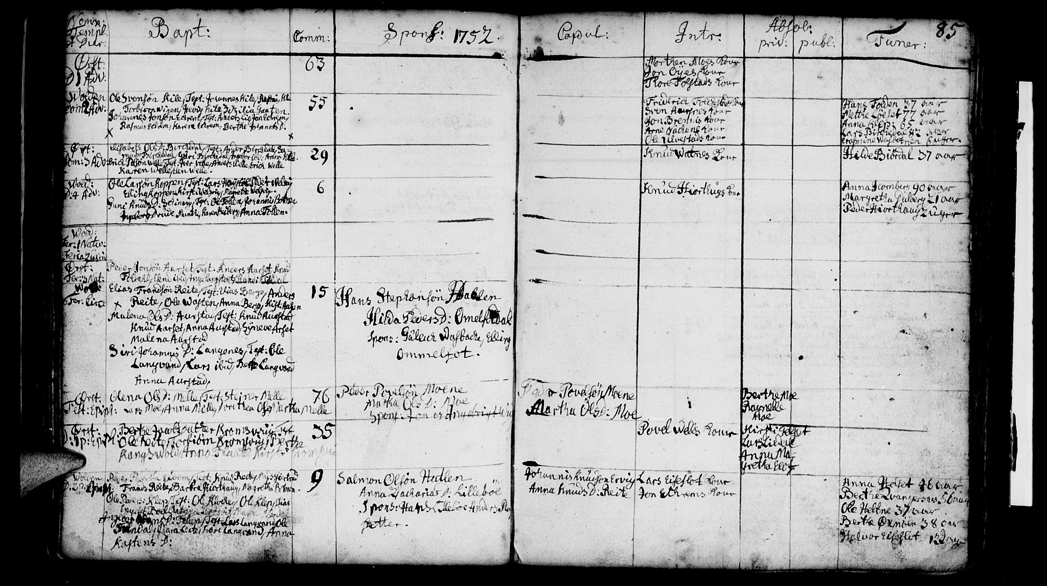 Ministerialprotokoller, klokkerbøker og fødselsregistre - Møre og Romsdal, AV/SAT-A-1454/511/L0135: Parish register (official) no. 511A02, 1741-1760, p. 85