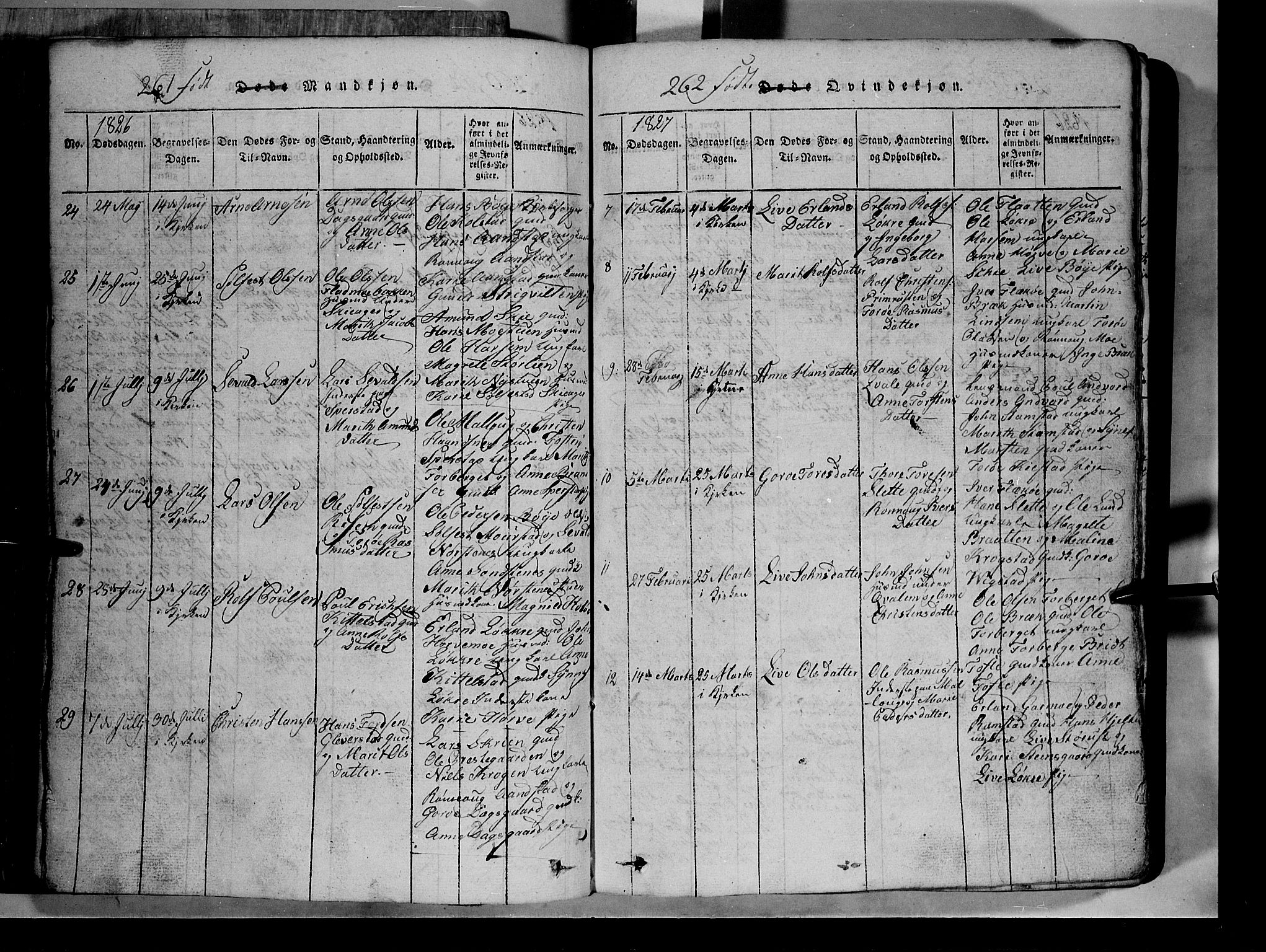 Lom prestekontor, SAH/PREST-070/L/L0003: Parish register (copy) no. 3, 1815-1844, p. 261-262