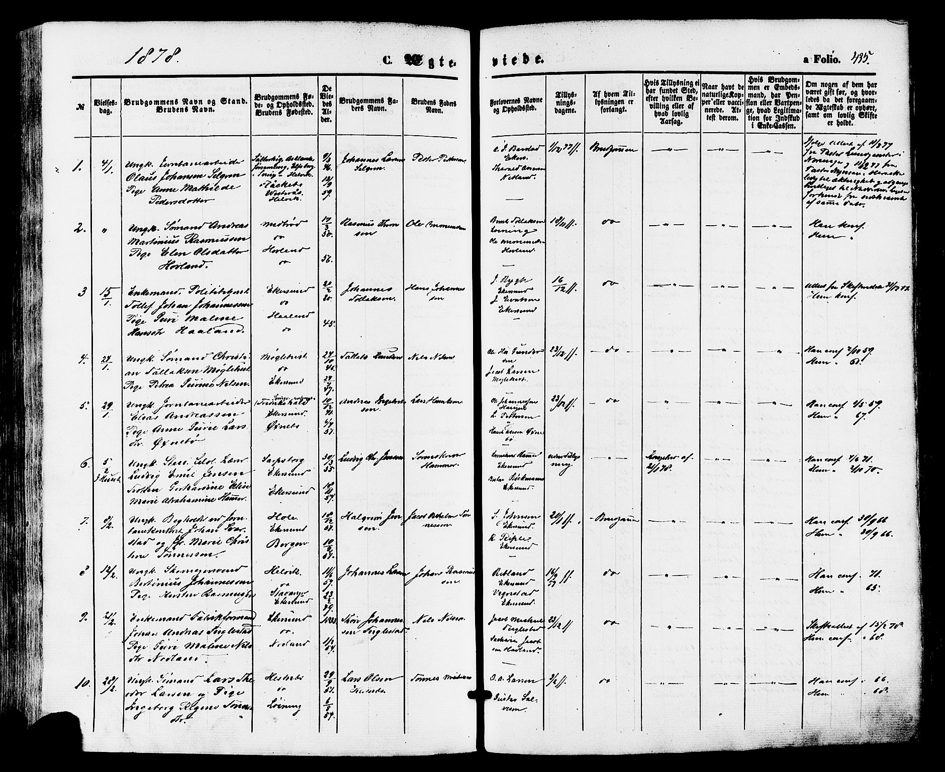 Eigersund sokneprestkontor, AV/SAST-A-101807/001/30/30BA/L0014: Parish register (official) no. A 13, 1866-1878, p. 435