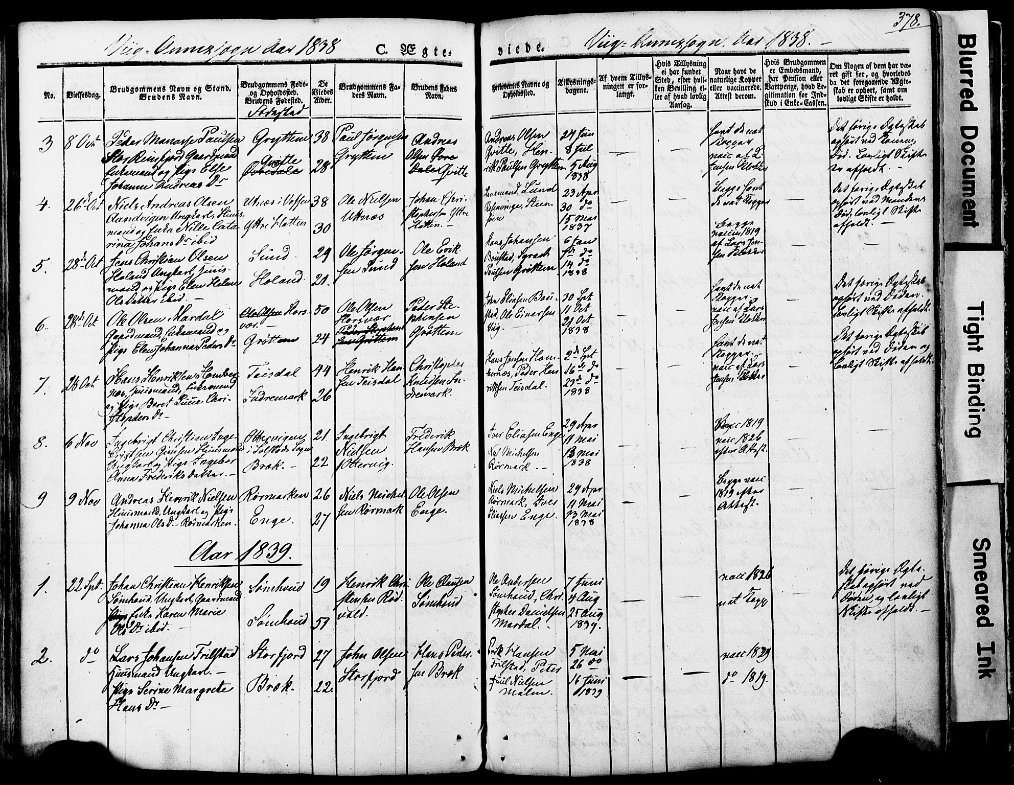 Ministerialprotokoller, klokkerbøker og fødselsregistre - Nordland, AV/SAT-A-1459/812/L0176: Parish register (official) no. 812A05, 1834-1874, p. 378