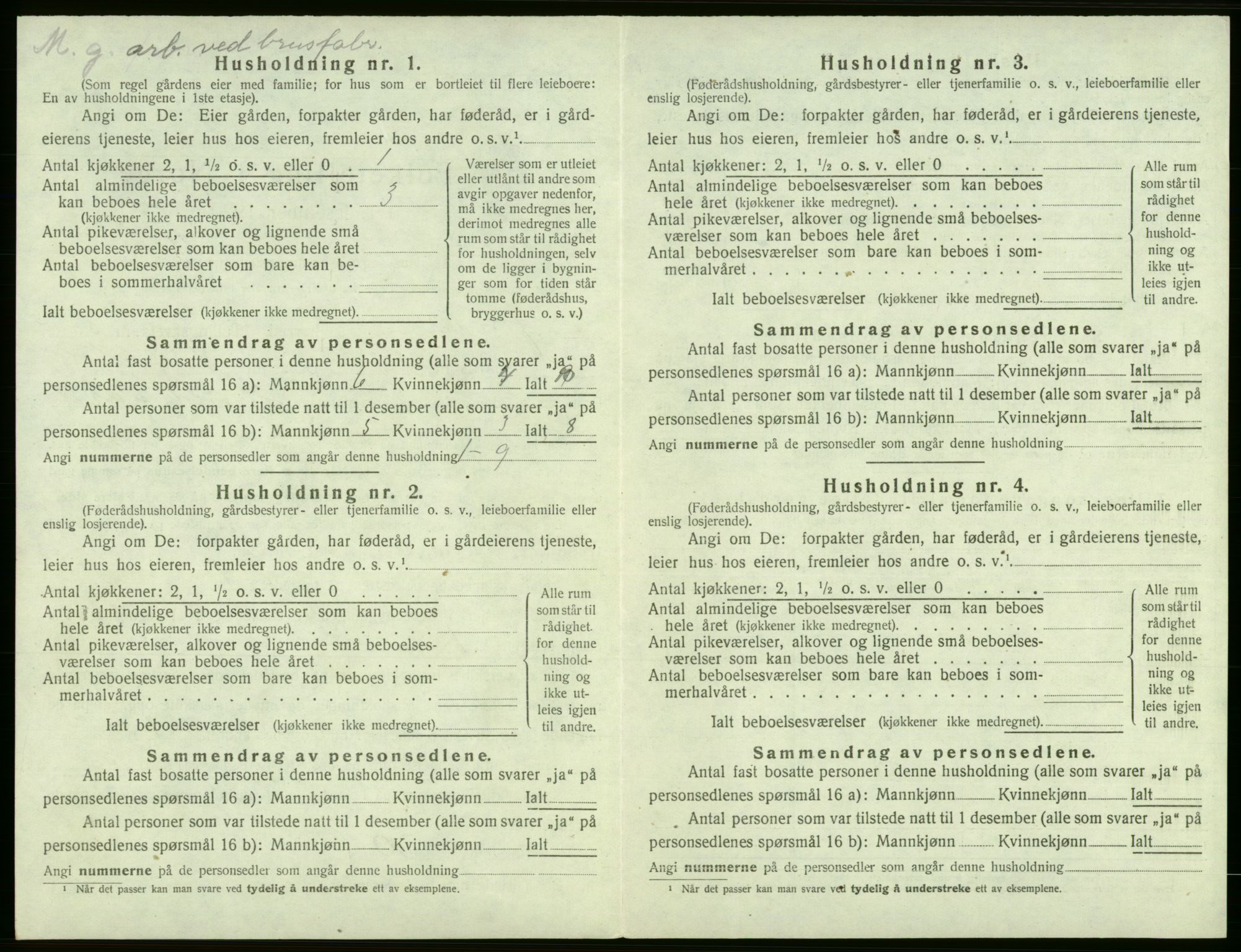 SAB, 1920 census for Jondal, 1920, p. 354