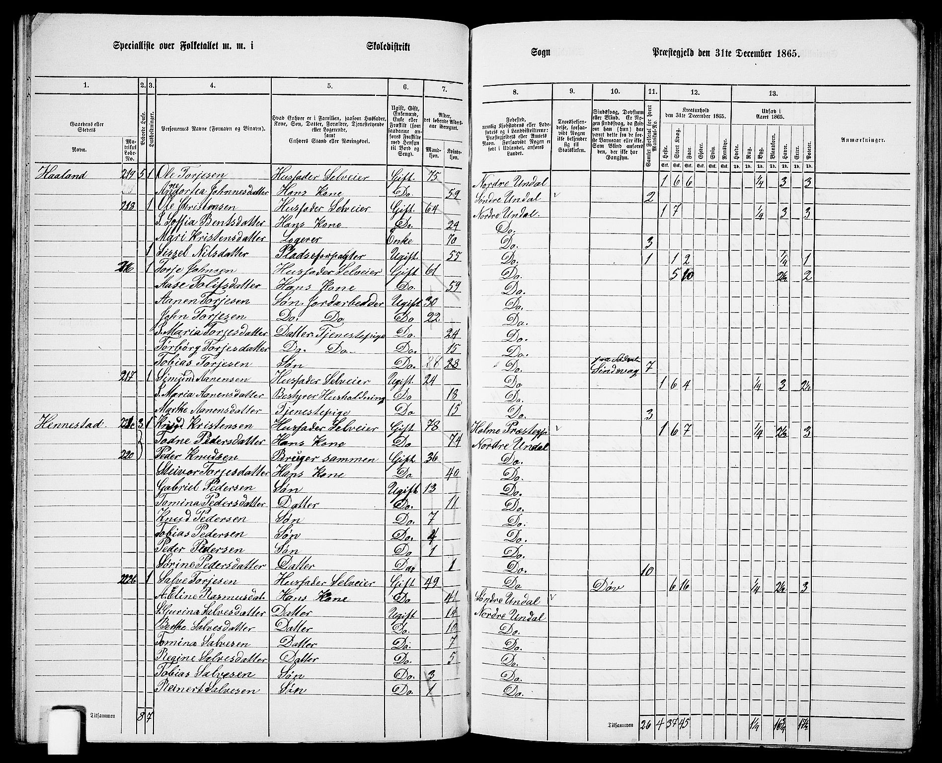 RA, 1865 census for Nord-Audnedal, 1865, p. 35