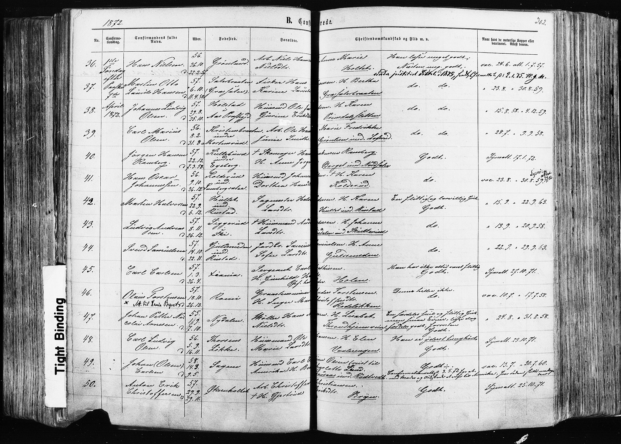 Østre Aker prestekontor Kirkebøker, AV/SAO-A-10840/F/Fa/L0003: Parish register (official) no. I 3, 1869-1875, p. 302