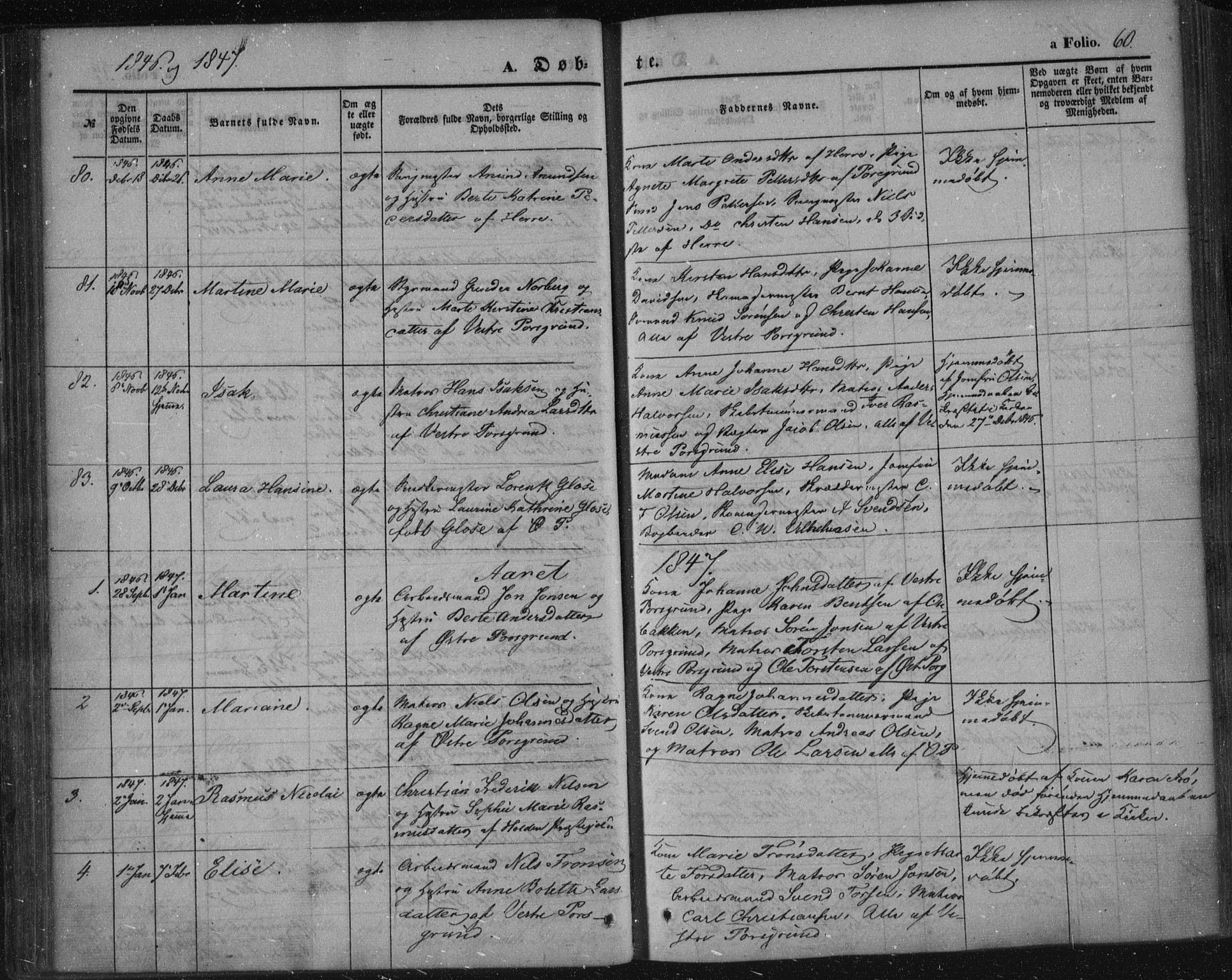 Porsgrunn kirkebøker , SAKO/A-104/F/Fa/L0006: Parish register (official) no. 6, 1841-1857, p. 60