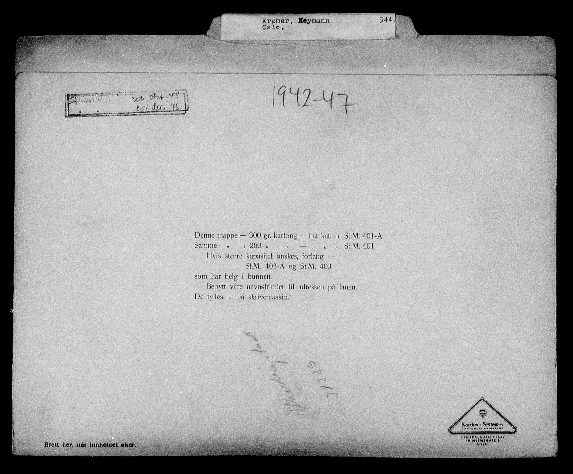 Justisdepartementet, Tilbakeføringskontoret for inndratte formuer, AV/RA-S-1564/H/Hc/Hcc/L0954: --, 1945-1947, p. 4