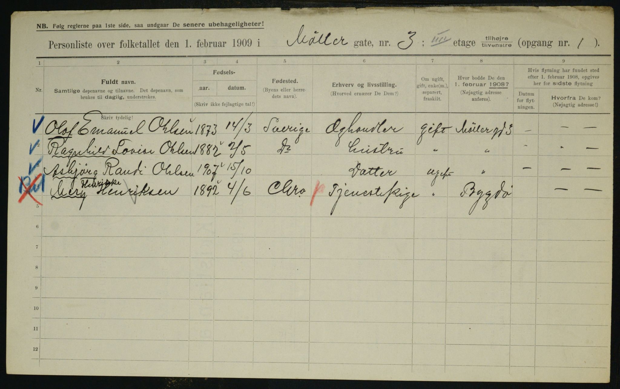 OBA, Municipal Census 1909 for Kristiania, 1909, p. 61931