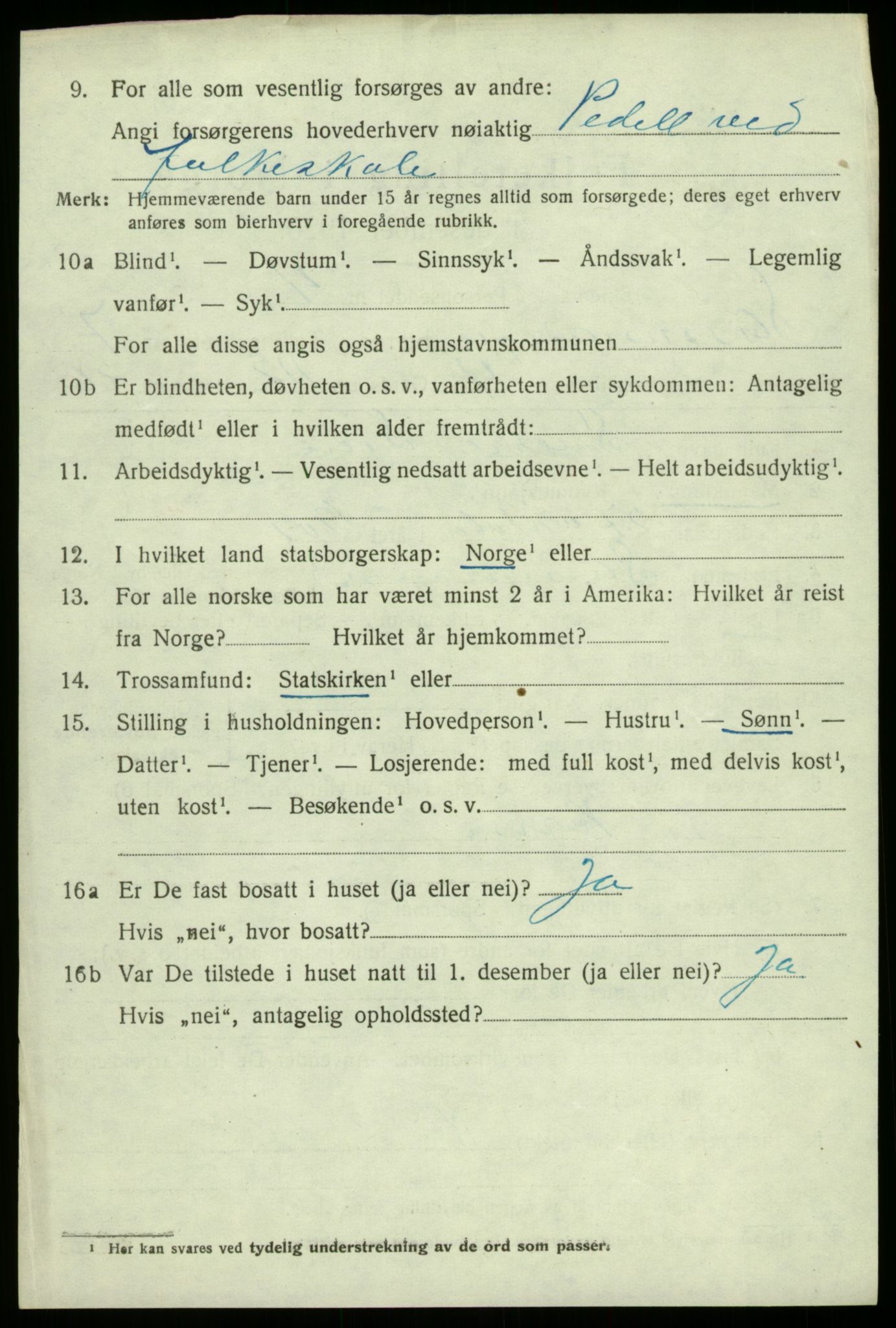 SAB, 1920 census for Samnanger, 1920, p. 2986