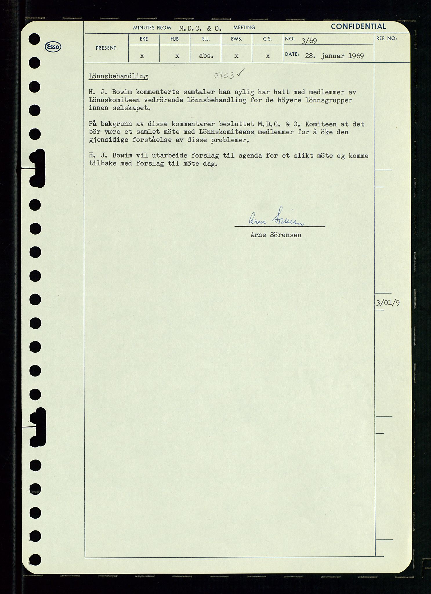 Pa 0982 - Esso Norge A/S, AV/SAST-A-100448/A/Aa/L0003/0001: Den administrerende direksjon Board minutes (styrereferater) og Bedriftforsamlingsprotokoll / Den administrerende direksjon Board minutes (styrereferater), 1969, p. 136