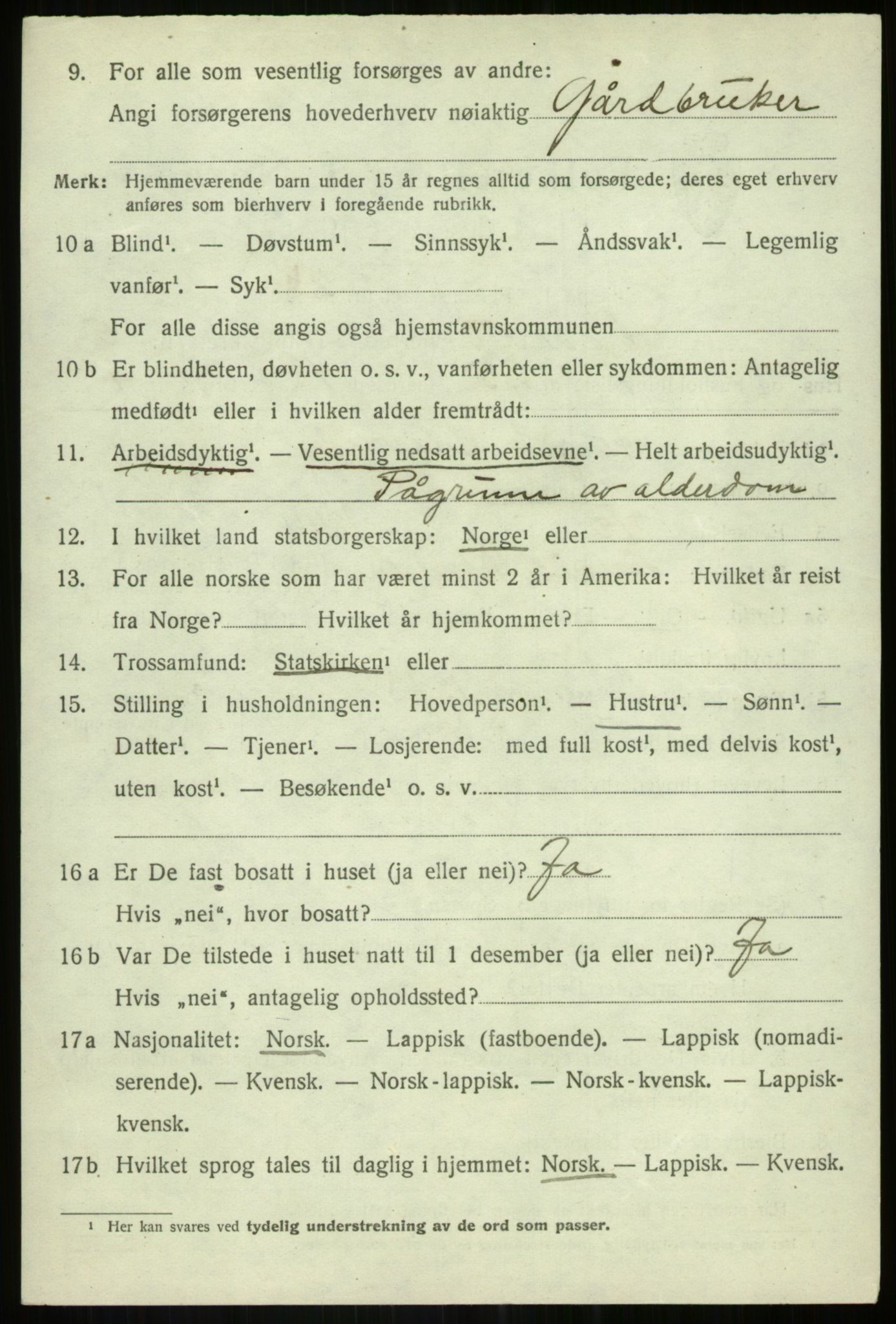 SATØ, 1920 census for Bardu, 1920, p. 2465