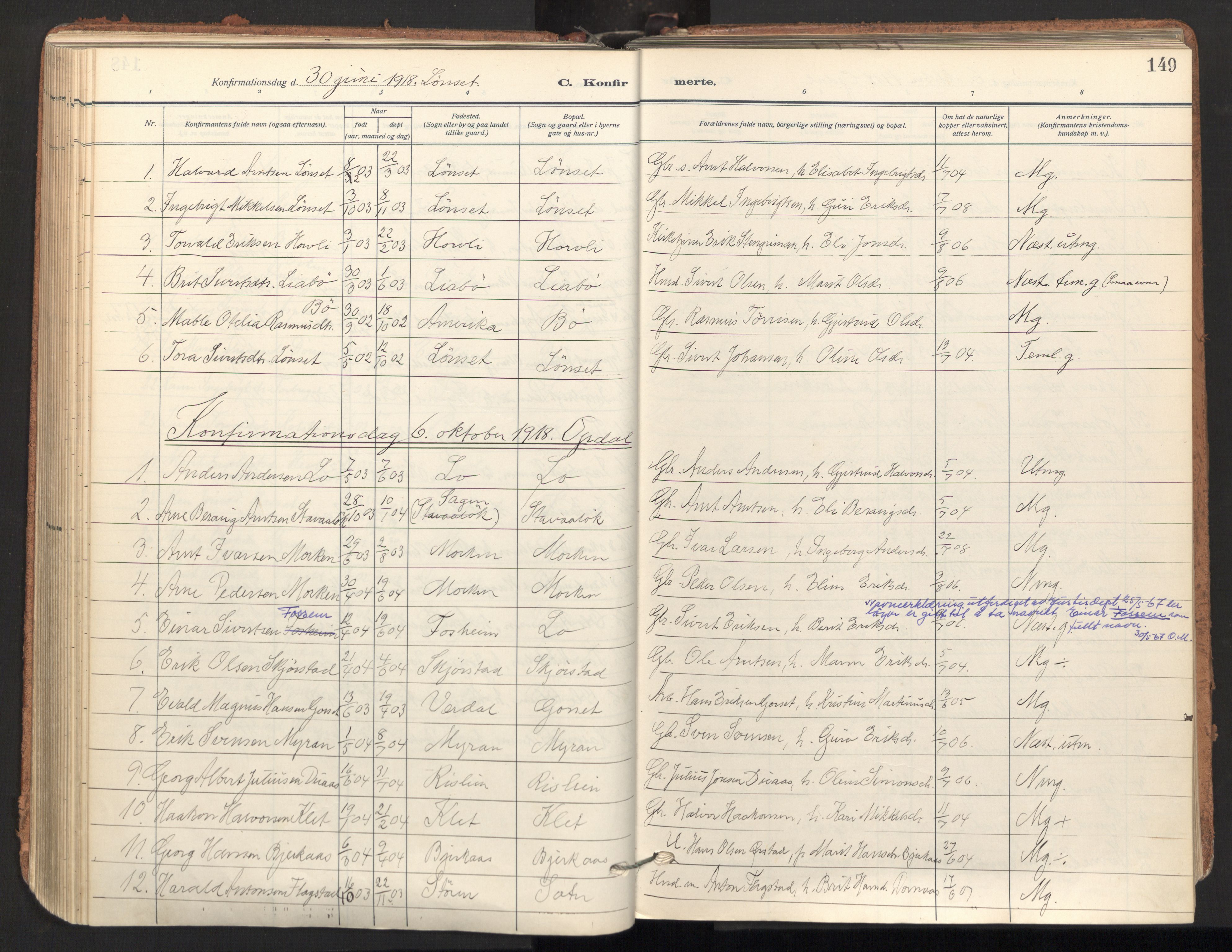 Ministerialprotokoller, klokkerbøker og fødselsregistre - Sør-Trøndelag, SAT/A-1456/678/L0909: Parish register (official) no. 678A17, 1912-1930, p. 149